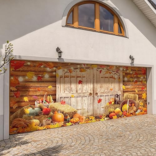 Miniatura 6 de Preboun Cartel de otoño para puerta de garaje de 6 x 13 pies, telón de fondo de Acción de Gracias, cubierta de puerta colgante de otoño, decoración