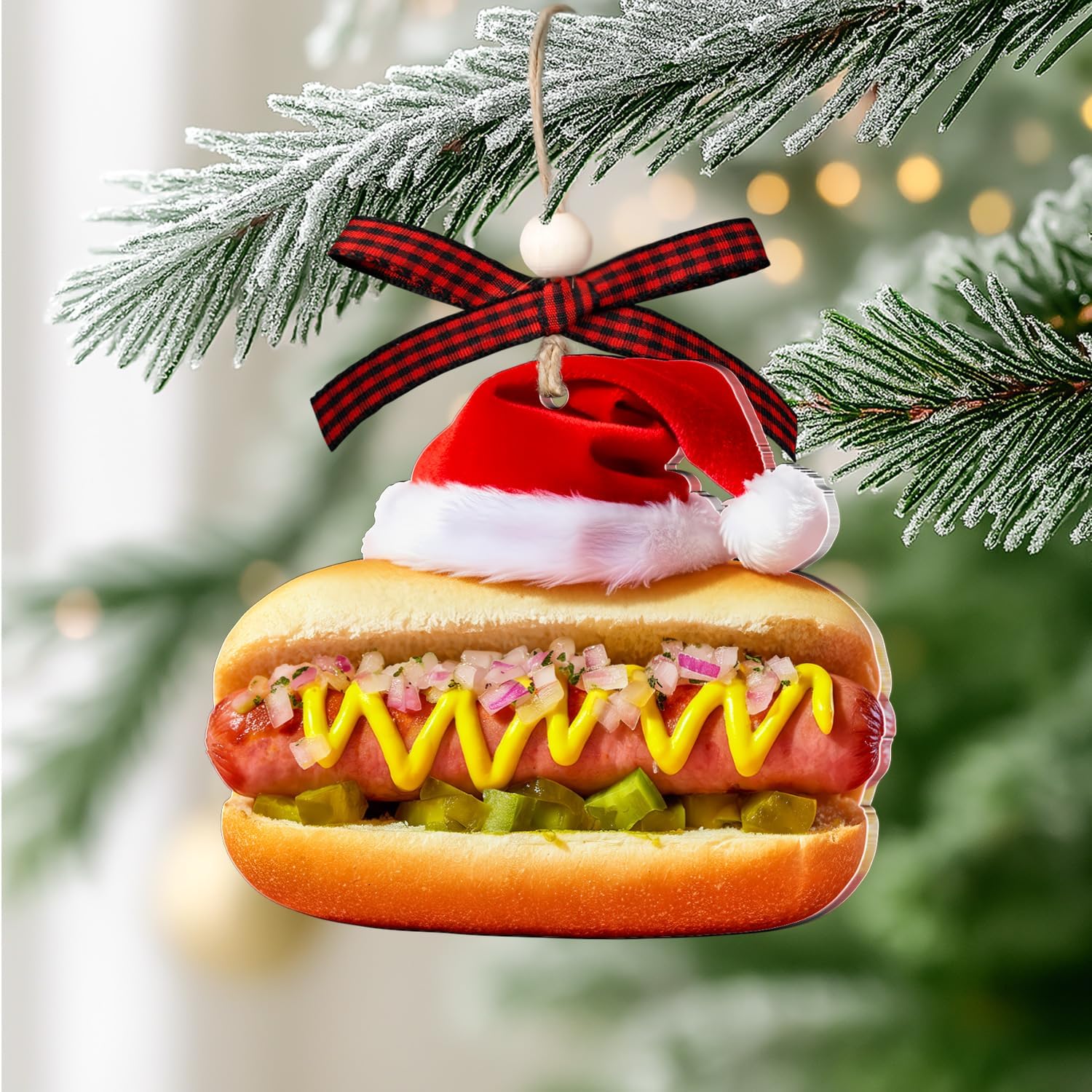 Hot Dog Christmas Ornaments - Funny Food Ornaments for Christmas Tree - Food Decorations Gifts for Lovers & Friends, Women, Men - Hanging Acrylic Ornament - Image 5