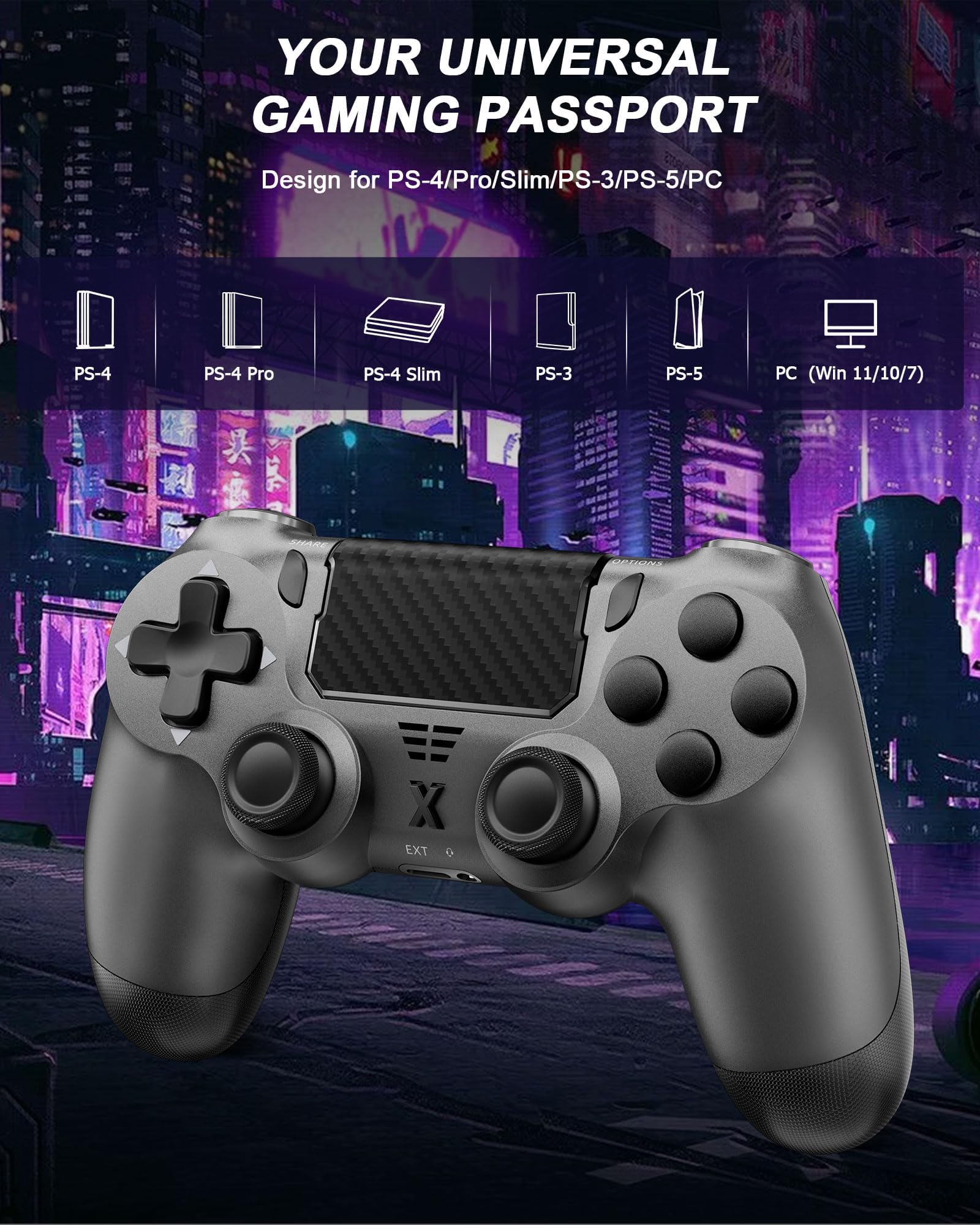 ARCELI Wireless Controller for PS-4, Bluetooth Gamepad Joystick for PS-4 with Dual Vibration, Touchpad, 3.5mm Stereo Headphone Jack, Six Axis Motion Control, Compatible with PS-4/Slim/Pro/PC(Grey) — view 6
