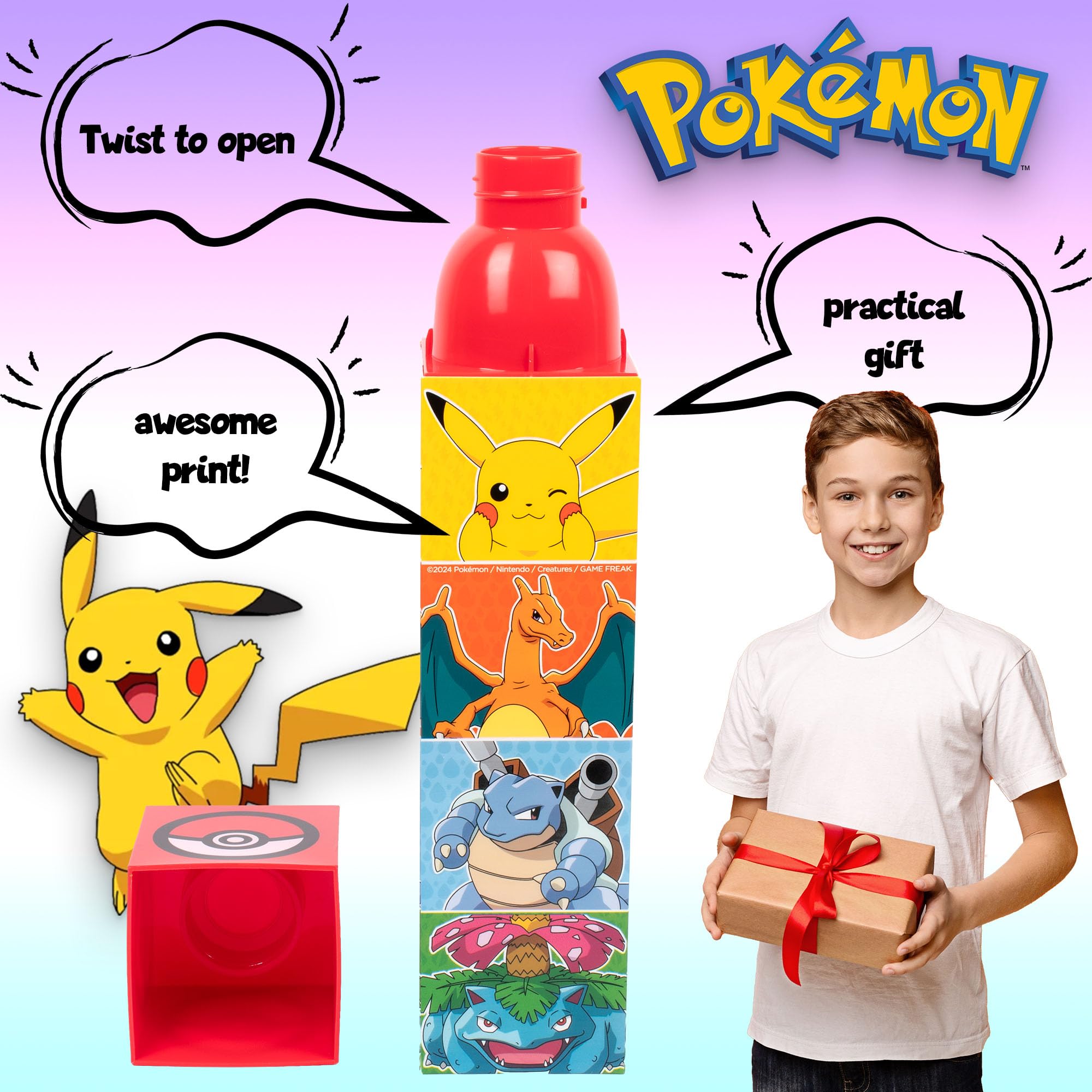 Pokemon Borraccia Bambini 2 Pezzi: 650 E 725 Ml, A Prova Di Perdite, Con Design Chibi, Per Scuola E Viaggi