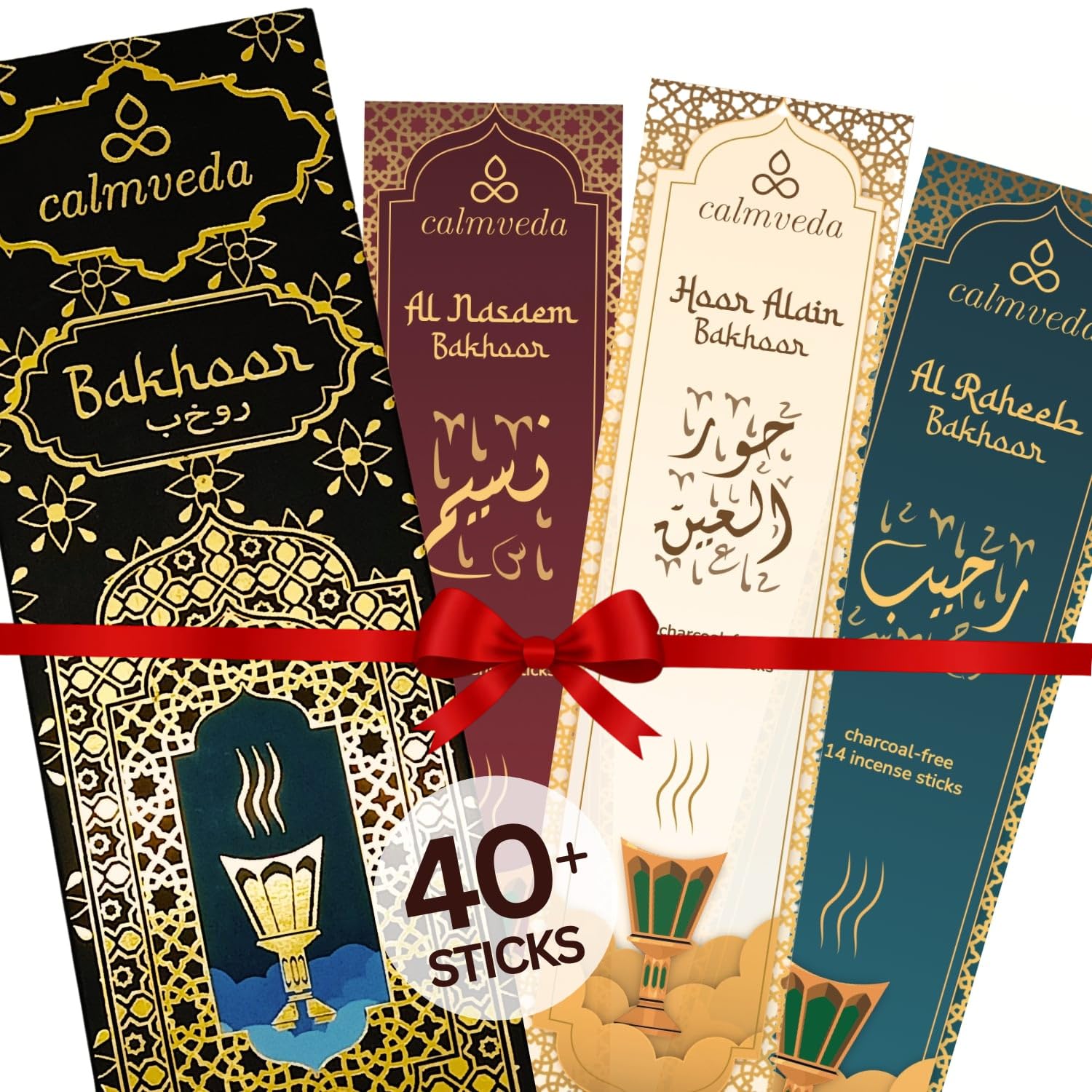 Arabian Oud Bakhoor Incense Sticks - بخور اماراتي (3 Variants, 40+ Incense) Deep Warm Arabic Incenses Like Al Nasaem, Hoor Alain & Al Raheeb Oud Bukhoor | Perfect Islamic Gifts or Eid Gifts