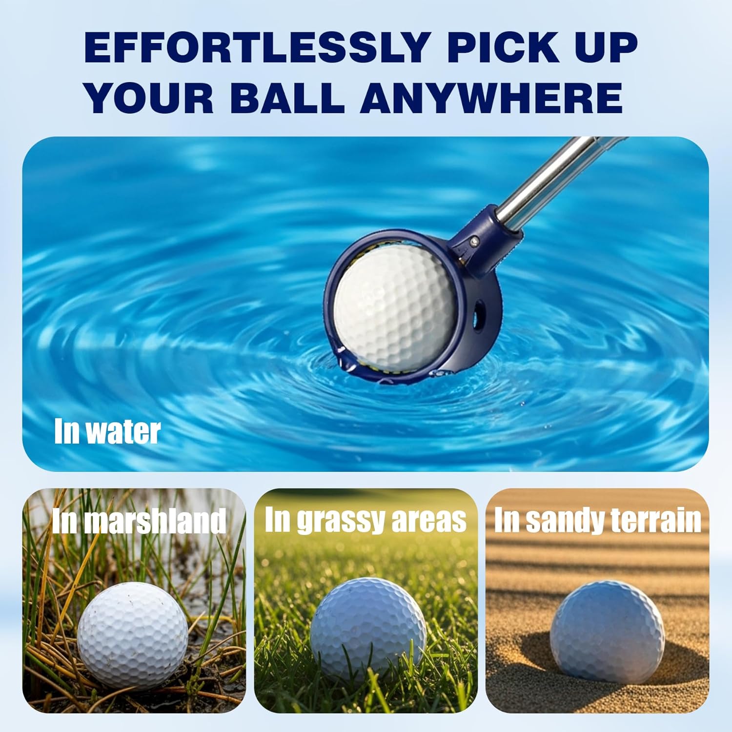 Golf Ball Retriever Telescopic for Water, GolfBall Grabber Tool, Golf Accessories Gifts for Men, Women & Golfers, Golf Balls Picker with Stainless Steel Shaft&Non-Slip Rubber Grip - Image 8