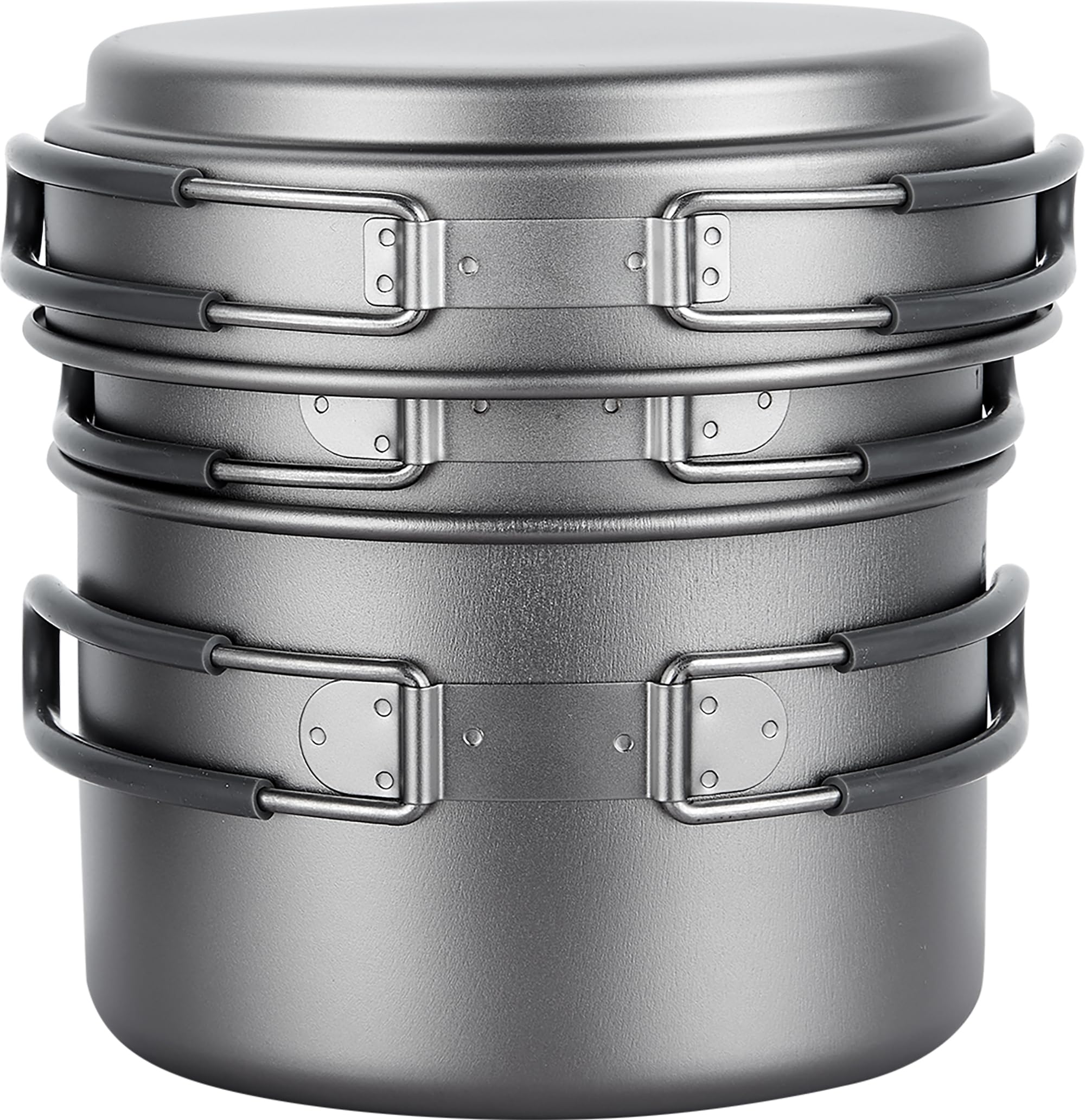 Explorer Bear Titanium Stackable Camping Cooking Pot Mess Kit Set