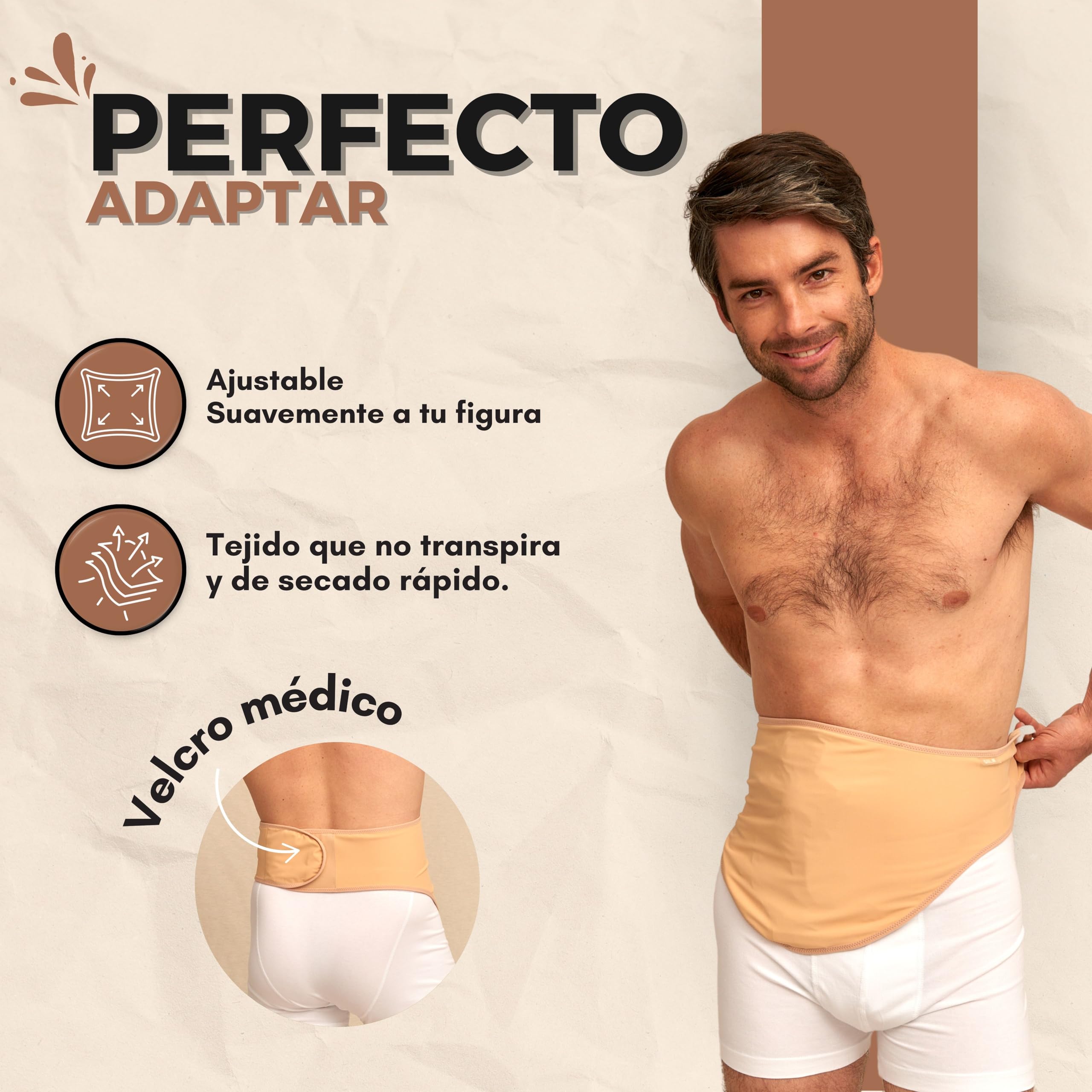 SIIL Cinturón de ostomía para hombres y mujeres, fundas de bolsa de estoma beige para colostomía, ileostomía y urostomía, cinturón de apoyo para estomas compatible con hollister de coloplast Convatec