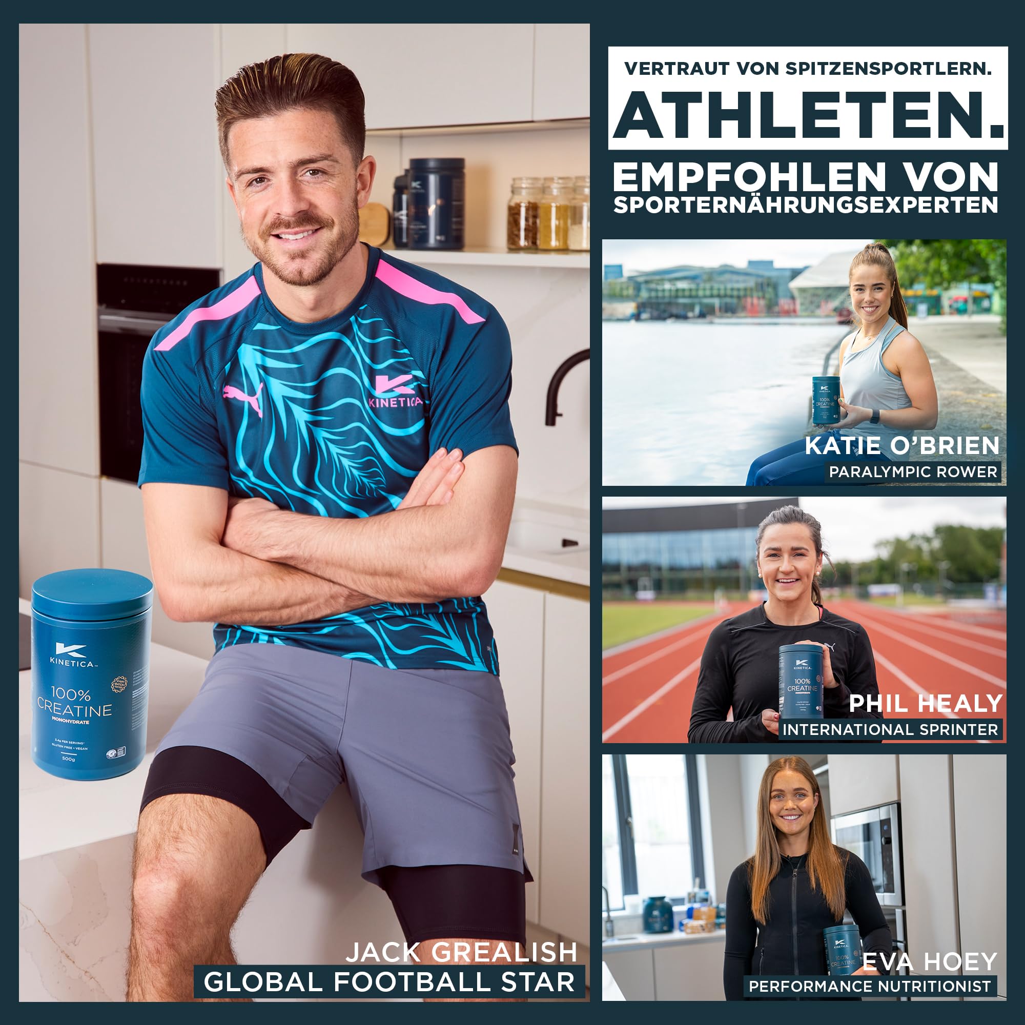 Kinetica Sports Creapure® 100% Kreatin Monohydrat Pulver - Geschmacksneutral | 3.4g Kreatin/Portion, 147 Portionen/500g Packung | Vegan & Glutenfrei | Unterstützt Leistungsfähigkeit & Muskelkraft
