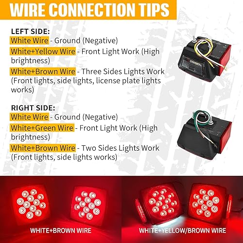 Miniatura 5 de Kit completo de luz LED para remolque Gonice, kit de luz sumergible súper brillante para bote con luces traseras cuadradas, luces marcadoras, barra