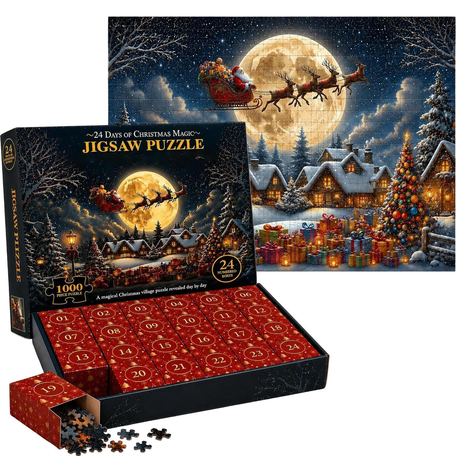 Advent Calendars Jigsaw Puzzle 1000 Pieces 2026,Christmas Village Countdown