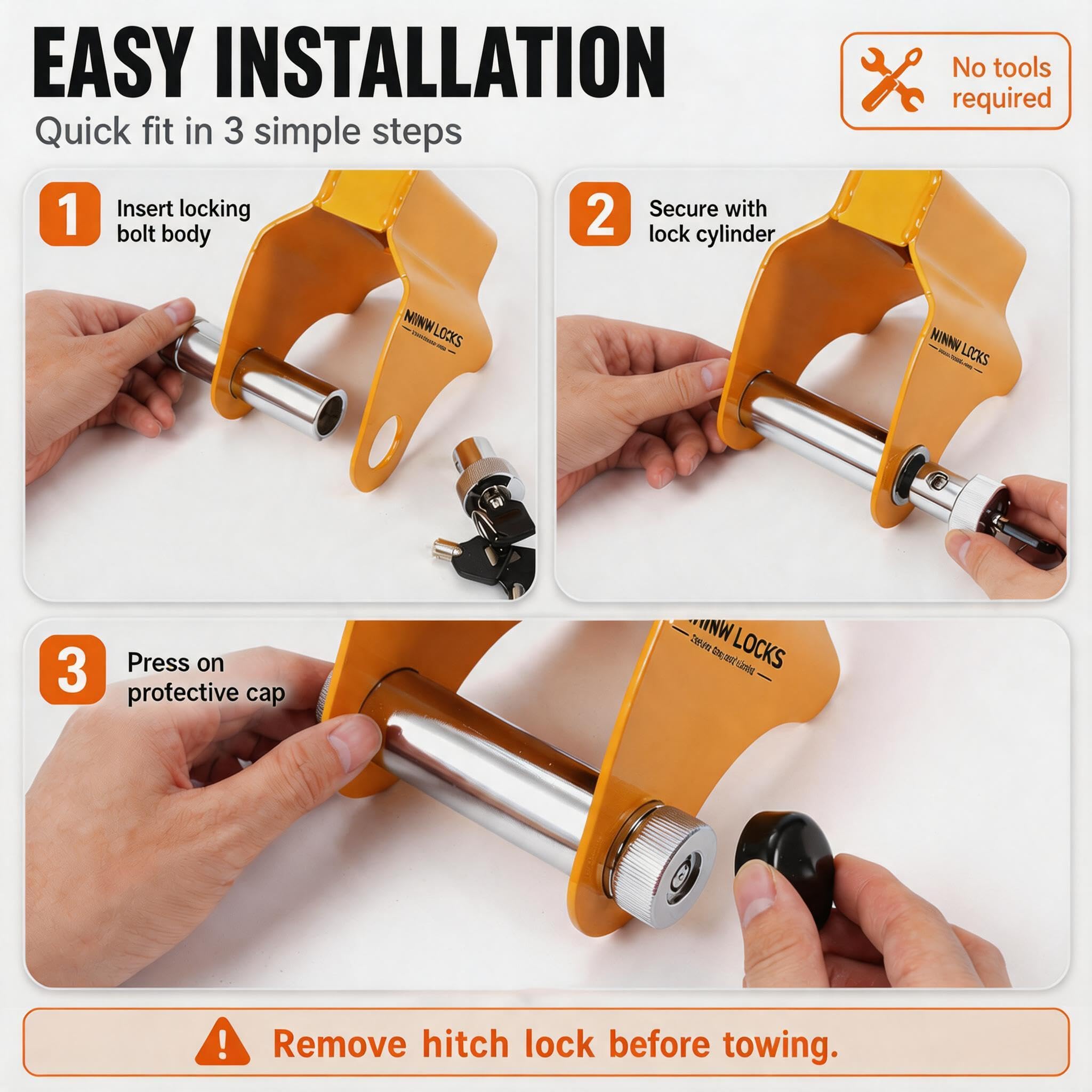 NiwNiw Lucchetto antifurto per caravan ad alta sicurezza per ALKO AKS1300/2004/3004 e AK130/160, protezione per gancio di traino con acciaio rinforzato