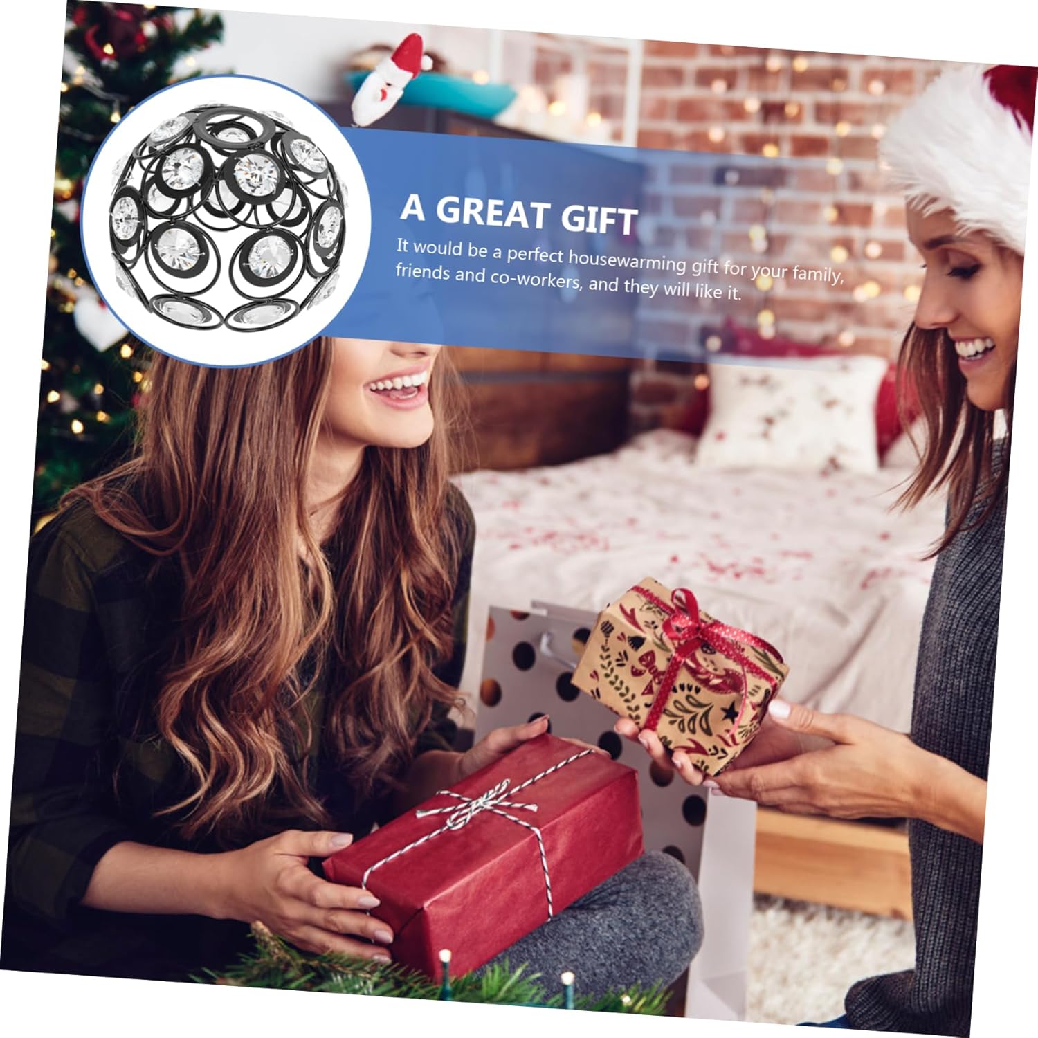 Gadpiparty Elegant Indoor Lampshade Decorative Crystal Chandelier Cover Black Design for Modern European Style Lighting Easy Installation for Use