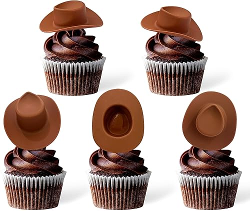 Miniatura 5 de 24 piezas My First Redeo Cupcake Toppers 4 Formas Glitter Brown Cowboy Hat One Boots Cupcake Picks para temática occidental Baby Shower Primer
