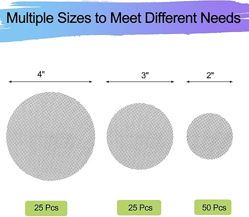 Miniatura 2 de GREGICH Malla para bonsái para drenaje de maceta, 2, 3, 4 pulgadas de tamaño surtido, 100 piezas de almohadilla de malla redonda de plástico para