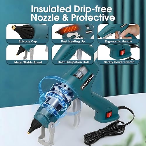 Vista 20 de Pistola de pegamento caliente inalámbrica de 20 W, pistola de pegamento con 30 barras de pegamento, pistola de precalentamiento rápido con cargador