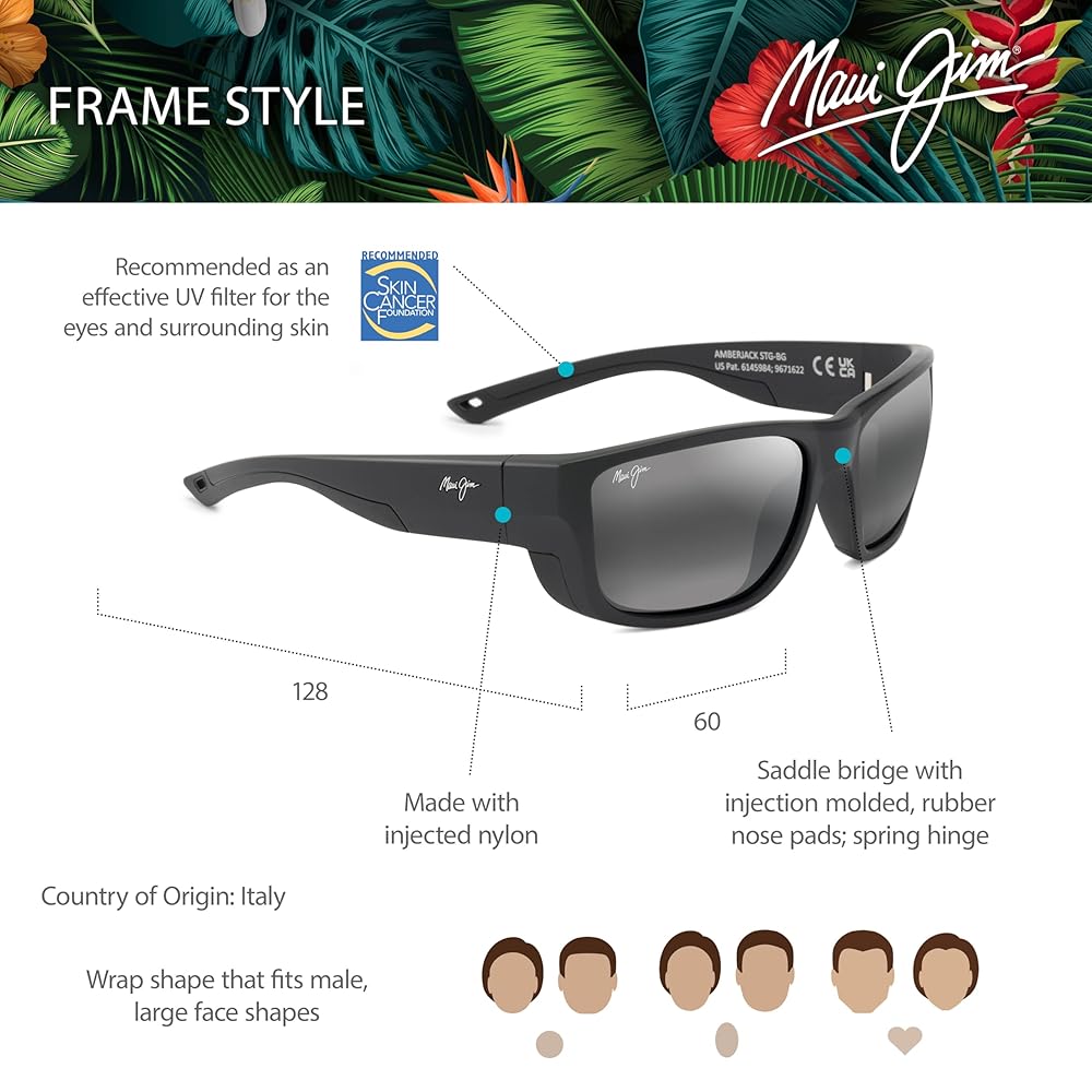 サングラス Maui Jim Maui Jim - AMBERJACK - grey amberjack matte blac Amberjack Polarized Sunglasses | Maui Jim®