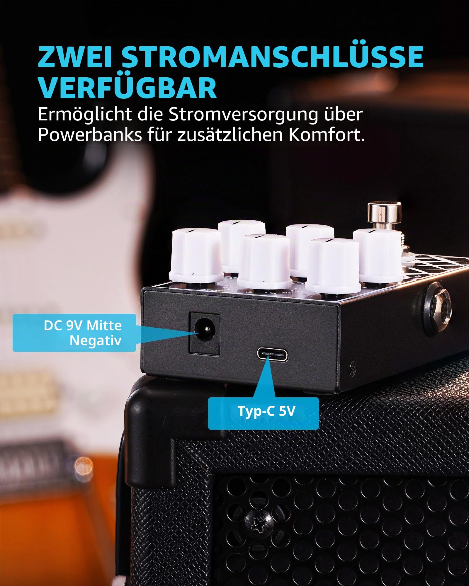 LEKATO Preamp Pedal Digitales Gitarren-Effektpedal 9 Vorverstärkermodelle mit 3 Band EQ für E-Gitarre