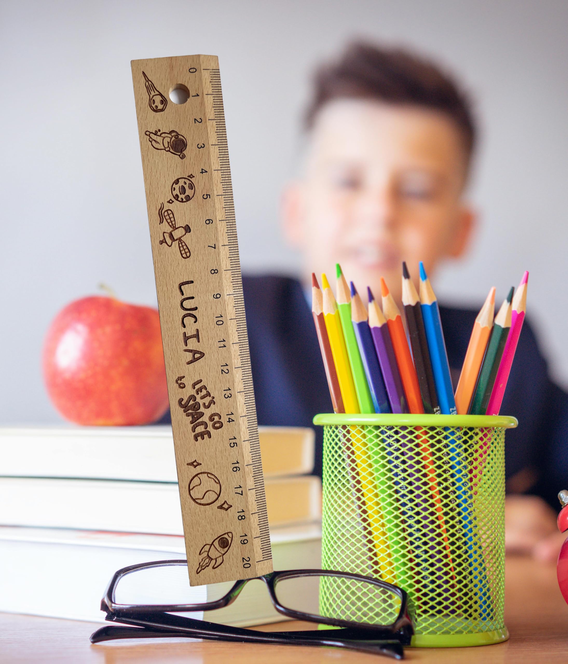 Personalizzato righello in legno 20 cm per bambini inizio scuola 2024