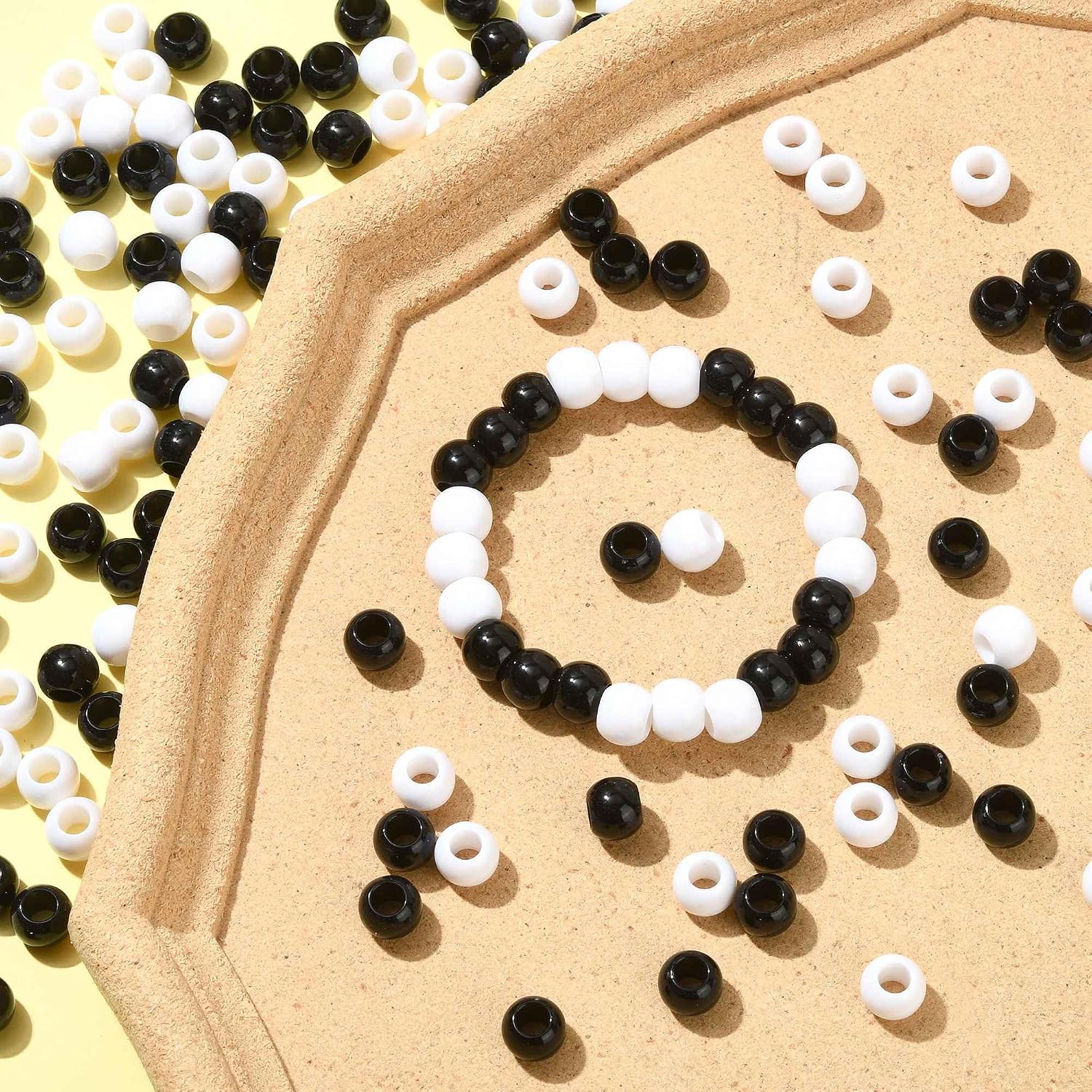 180Pcs European Large Hole Beads Cute Opaque Acrylic Spacer Beads 2 Colors for DIY Jewelry Necklace Bracelet Making Party Decoration Craft Supplies Gift image 3