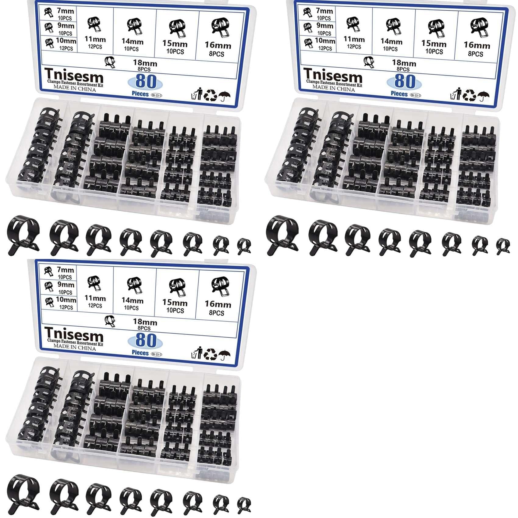 240Pcs Spring Band Hose Clamps Assortment Kits Silicone Vacuum Hose Pipe Clamp 7Mm 9Mm 10Mm 11Mm 14Mm 15Mm 16Mm 18Mm