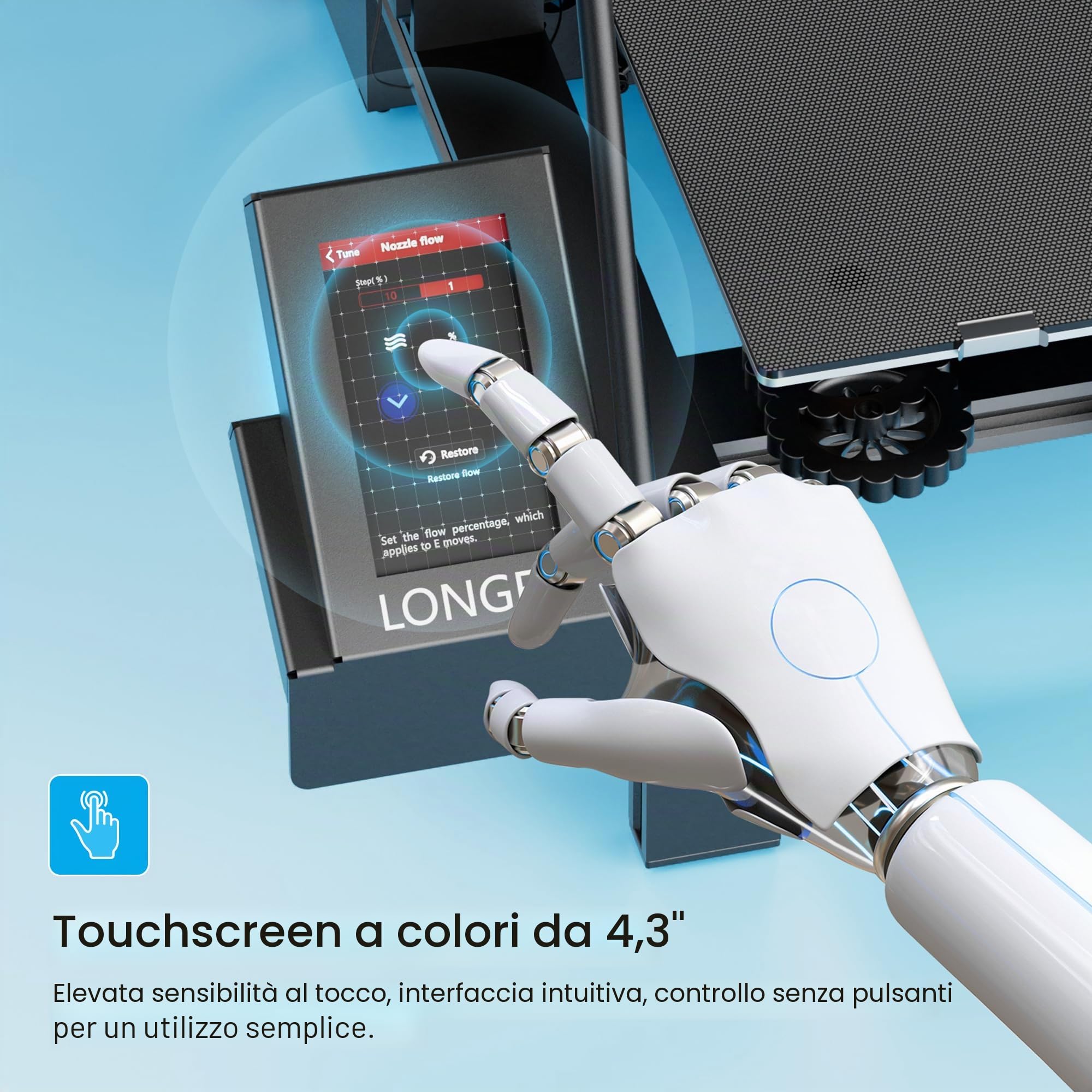 LONGER Stampante 3D LK5 Pro, di grandi dimensioni di stampa 30 x 30 x 40 cm, con touch screen da 4,3", open source, kit doppia ventola migliorata, precisione 0,1 mm, scheda madre a 32 bit