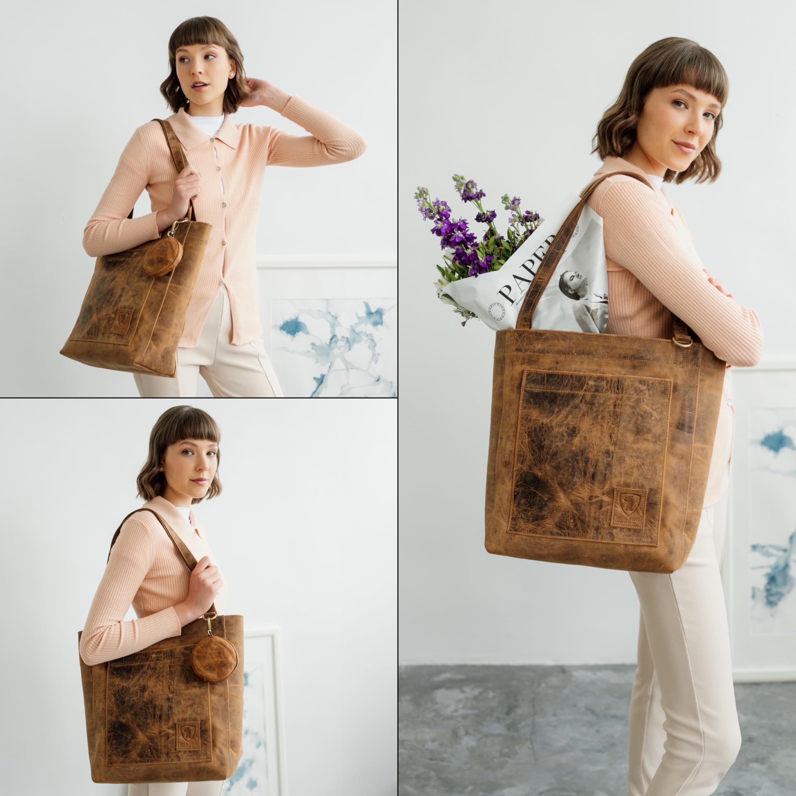 Berliner Bags Seville Bolso Shopper Tote Mujer Piel Auténtica Grande Asas