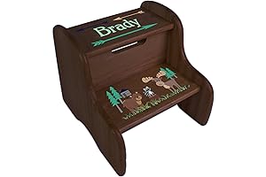 Personalized North Woodland Critters Espresso Two Step Stool