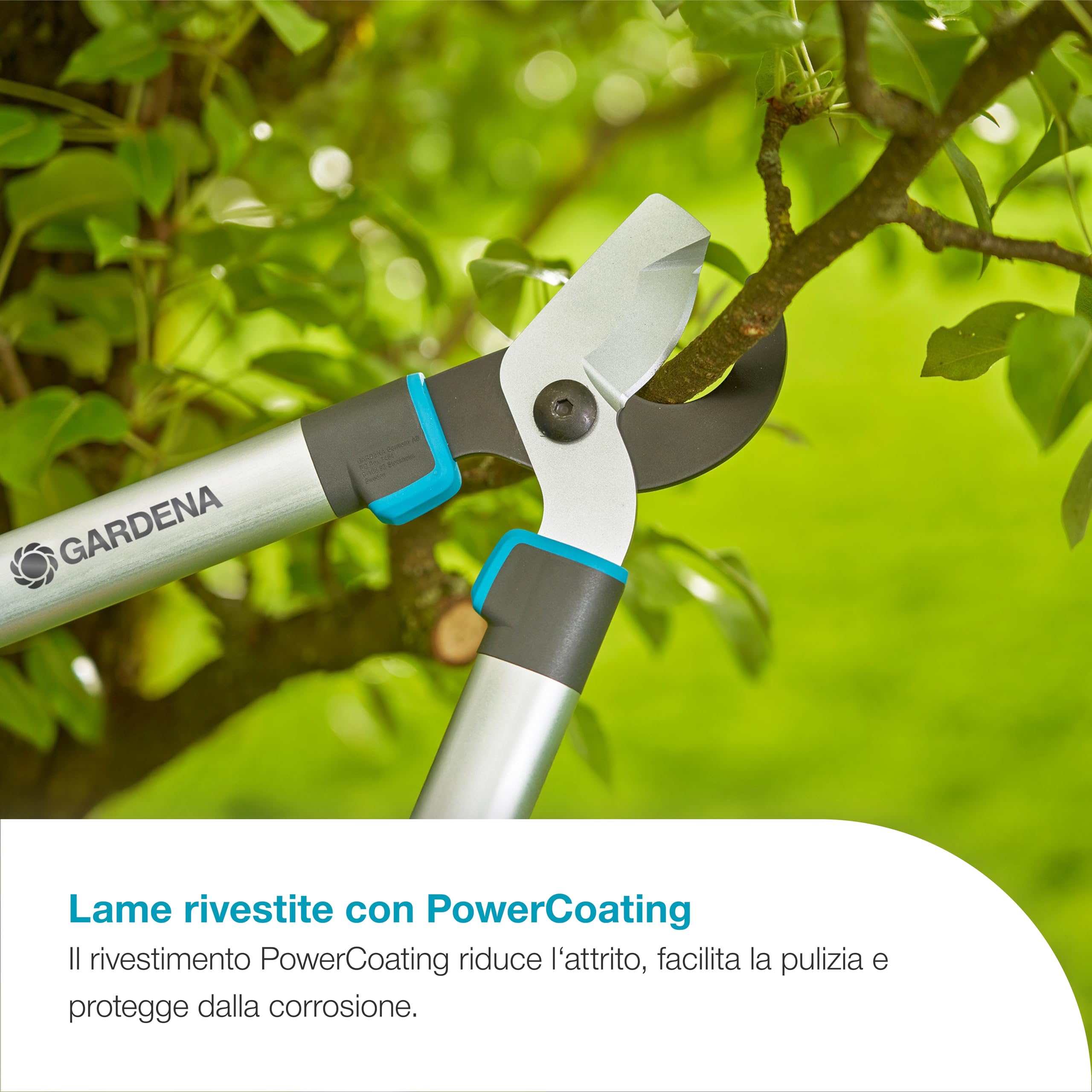 Gardena EasyCut S, forbici bypass per legno fresco fino a 45 mm, lame affilate con precisione, PowerCoating per tagli puliti, design ergonomico, 900 g di peso leggero (12030-88)