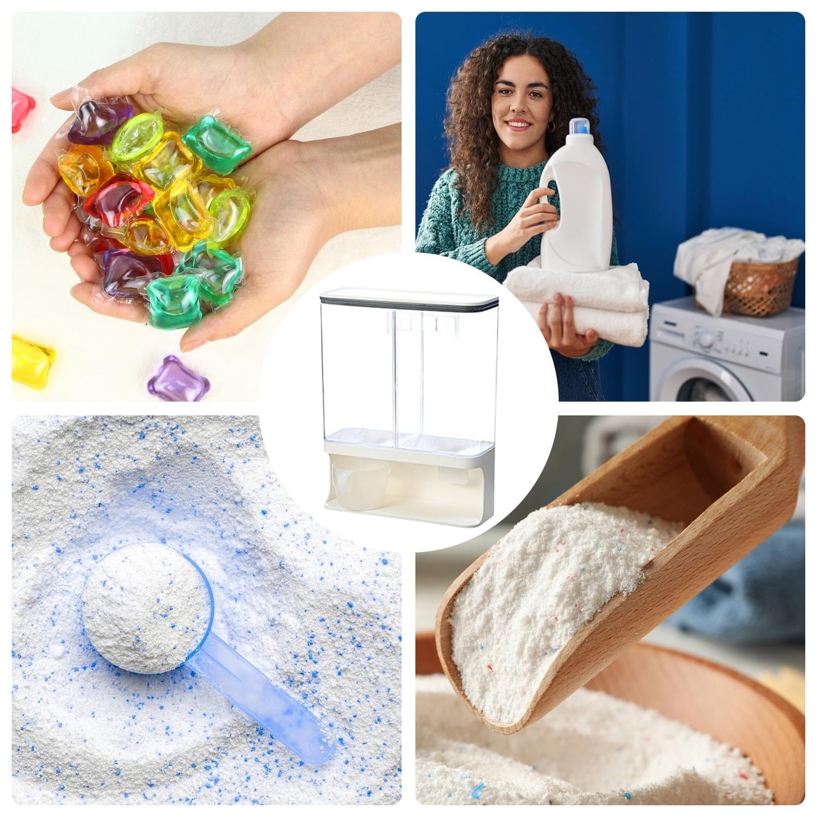 Dispensador De Detergente Líquido Para La Ropa Almacenamiento de Frijoles | Con De Silicona Sellado Y Recipiente Para Suavizante Para Sales De Baño, Arroz, Legumbres Y Productos