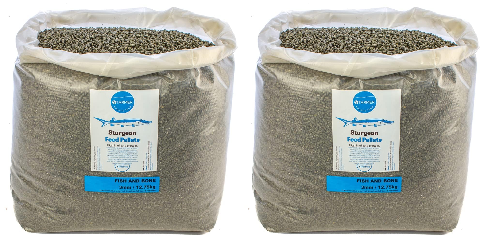 STARMER aquatic feed 3mm / FISH & BONE/sturgeon pellets / 25kg