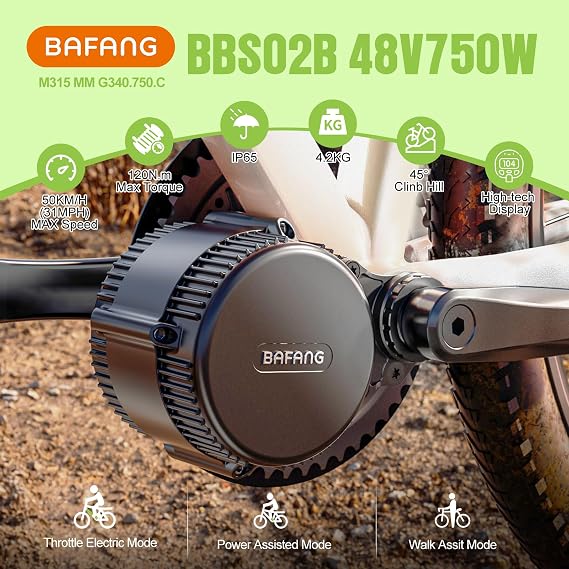 BAFANG 750W Mid Drive Kit,Mid Drive Ebike Conversion Kit Brushless Upgraded Motor with LCD Digital Display Chainring for Commuter Bike,Recumbent Trike,Mountain Bike,Cargo Bike