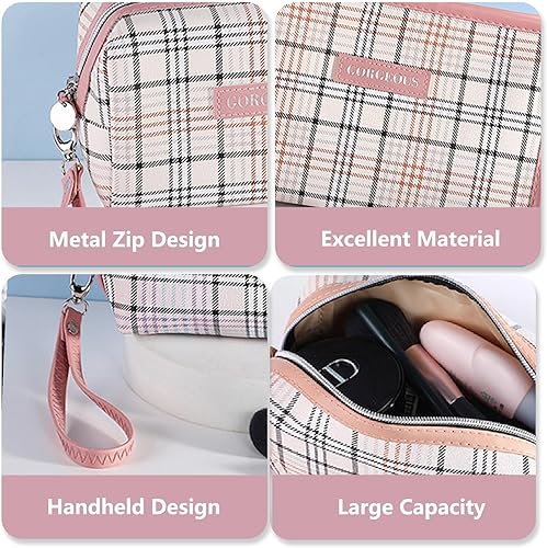 Miniatura 6 de Bolsa de maquillaje para monedero con cremallera de poliuretano para viajes, bolsa de cosméticos para mujeres y niñas, portátil, resistente al agua,