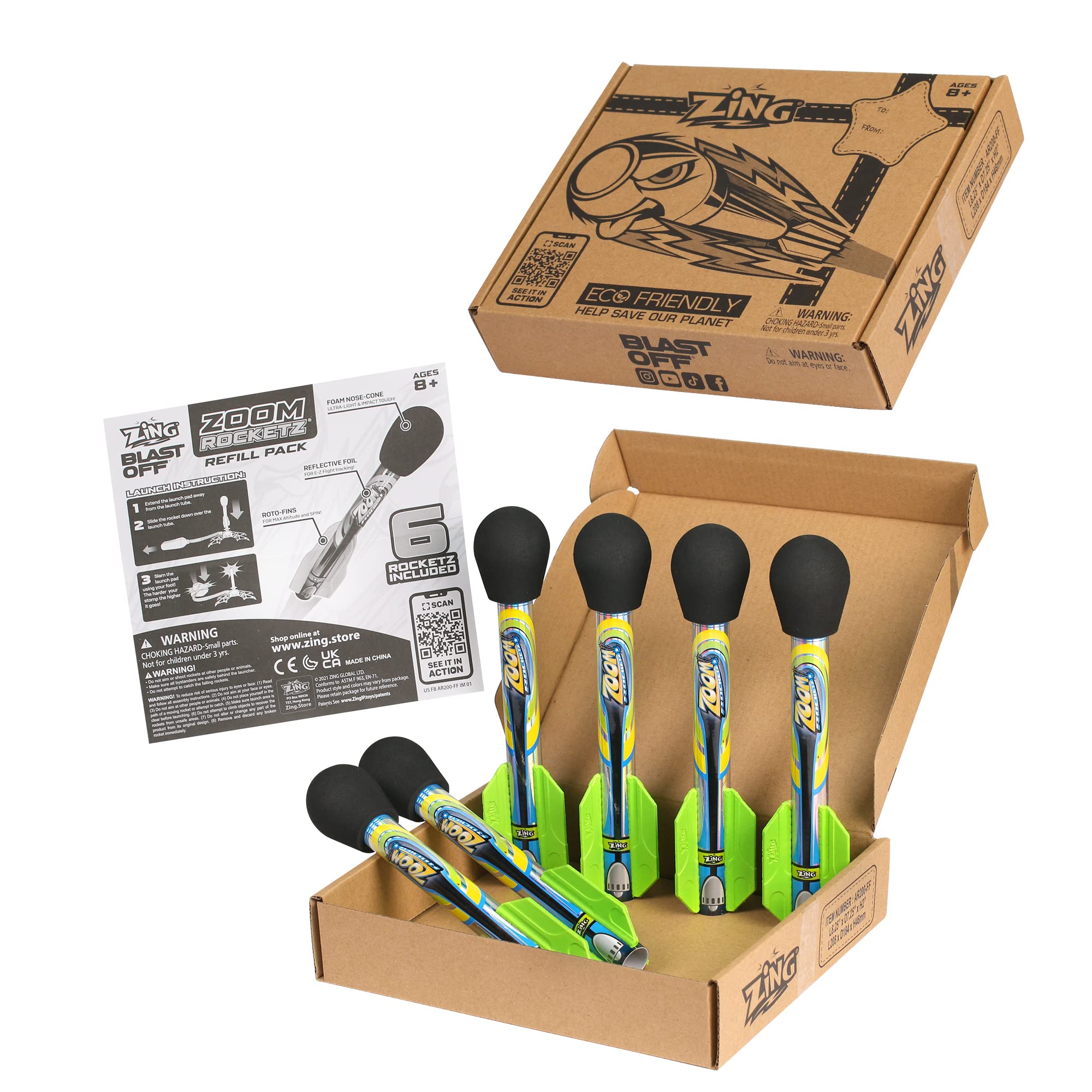 Amazon.com: Zing Zoom Rocketz Refills 6 Pack, Soft and Safe Rocket