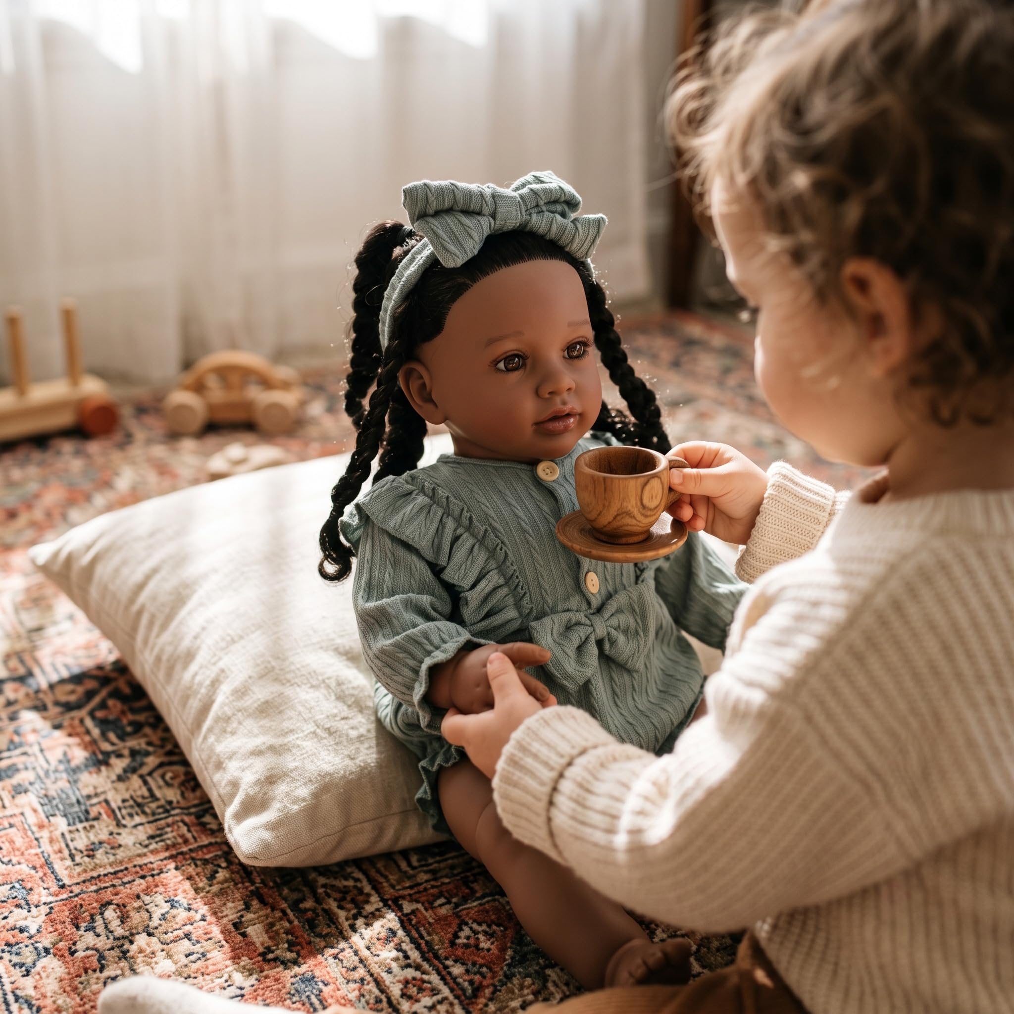MineeQu- Muñeca Bebé Reborn Niña Grande Realista 66 cm Piel Oscura
