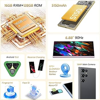 スマートフォン本体 OUKITEL C61 Andoroid15 16GB+128GB Black Oukitel C61 Pro 6.88-inch 5150mAh Battery 9.5mm Ultra-thin Body