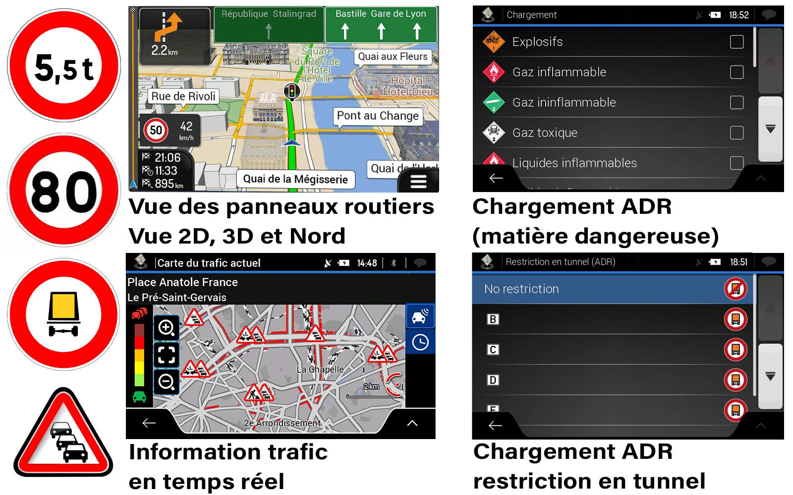 GPS Poids Lourd NaviPro 9XLs, 9 Pouces, GPS pour Camion Bus Voiture, Europe A Vie