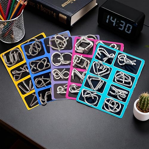 Miniatura 3 de Metal Wire Puzzle Set, Mind Test Brain Teaser Toy, 6.3x4.72 Inch Educational Thinking Game with Unlock Challenges, Metal Logic Puzzle Set with