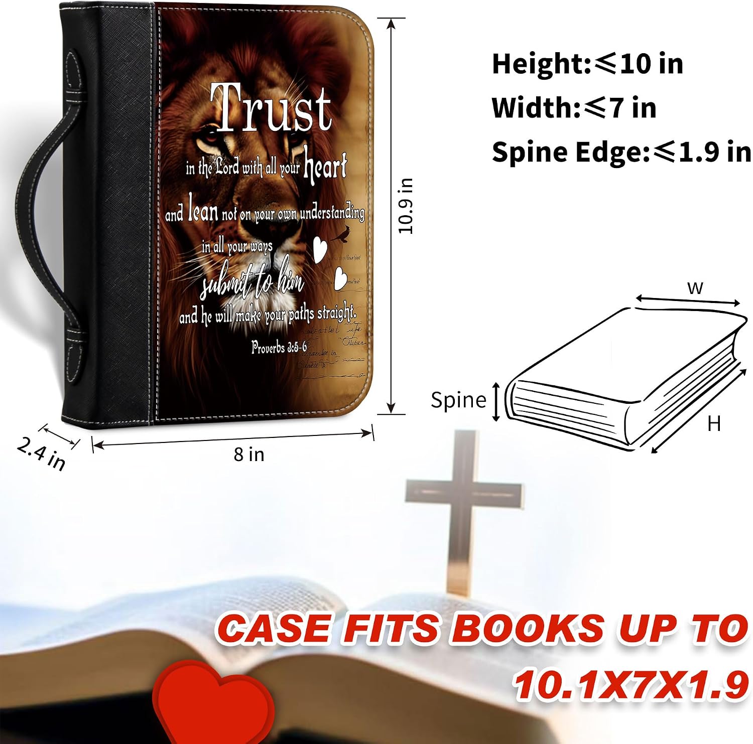 Funda Para Biblia De Mujer Y Hombre – Poliuretano Resistente Al Agua, Con Asa Y Cremallera, Protección Para Libros, Varios Tamaños M-2XL, Regalo Religioso