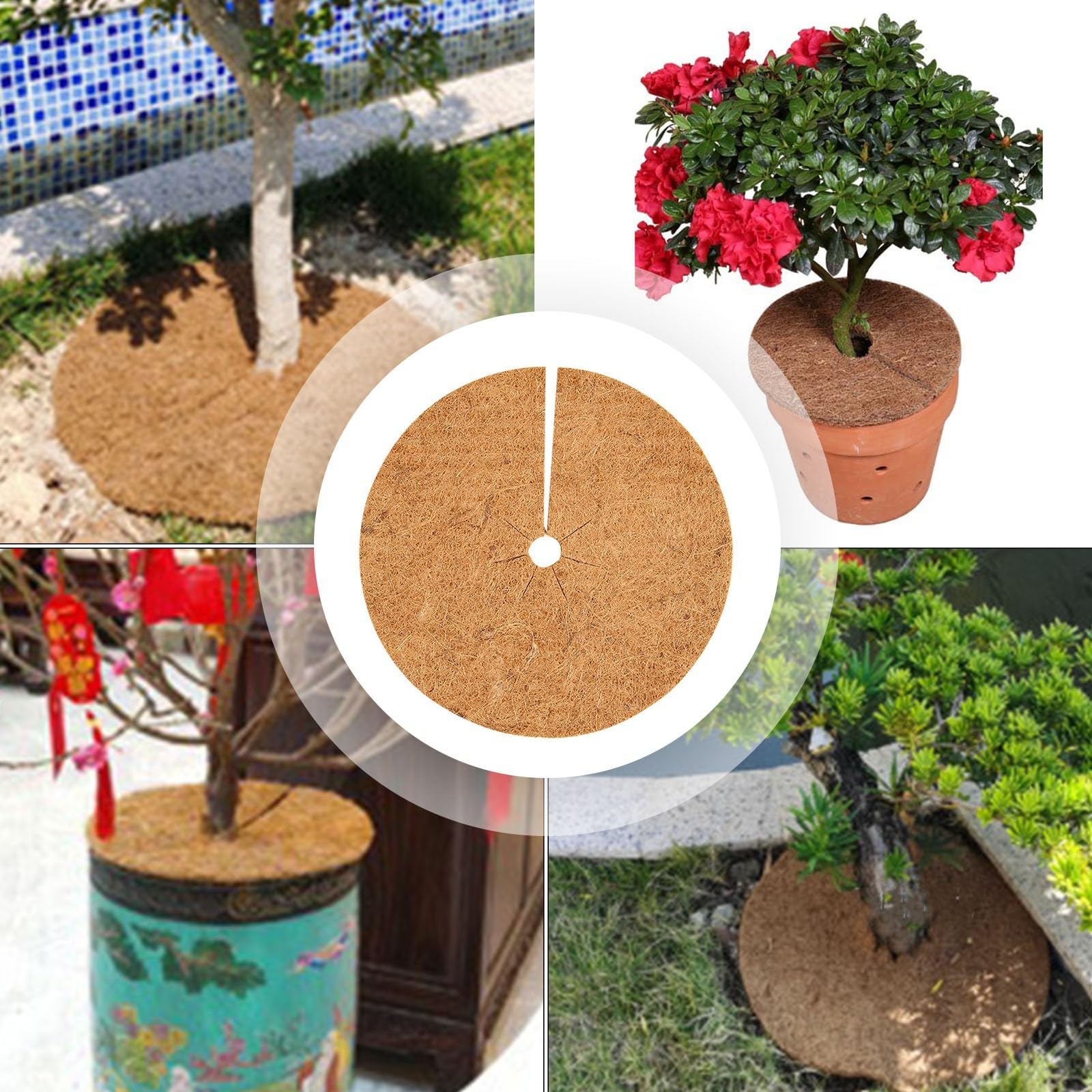 Organiczne pierścienie do mulczowania z włókna kokosowego, grubość 0,8 cm, ochraniacze pnia drzewa, do kopania i suszenia chwastów w ogrodzie, przedszkolu, 45 cm