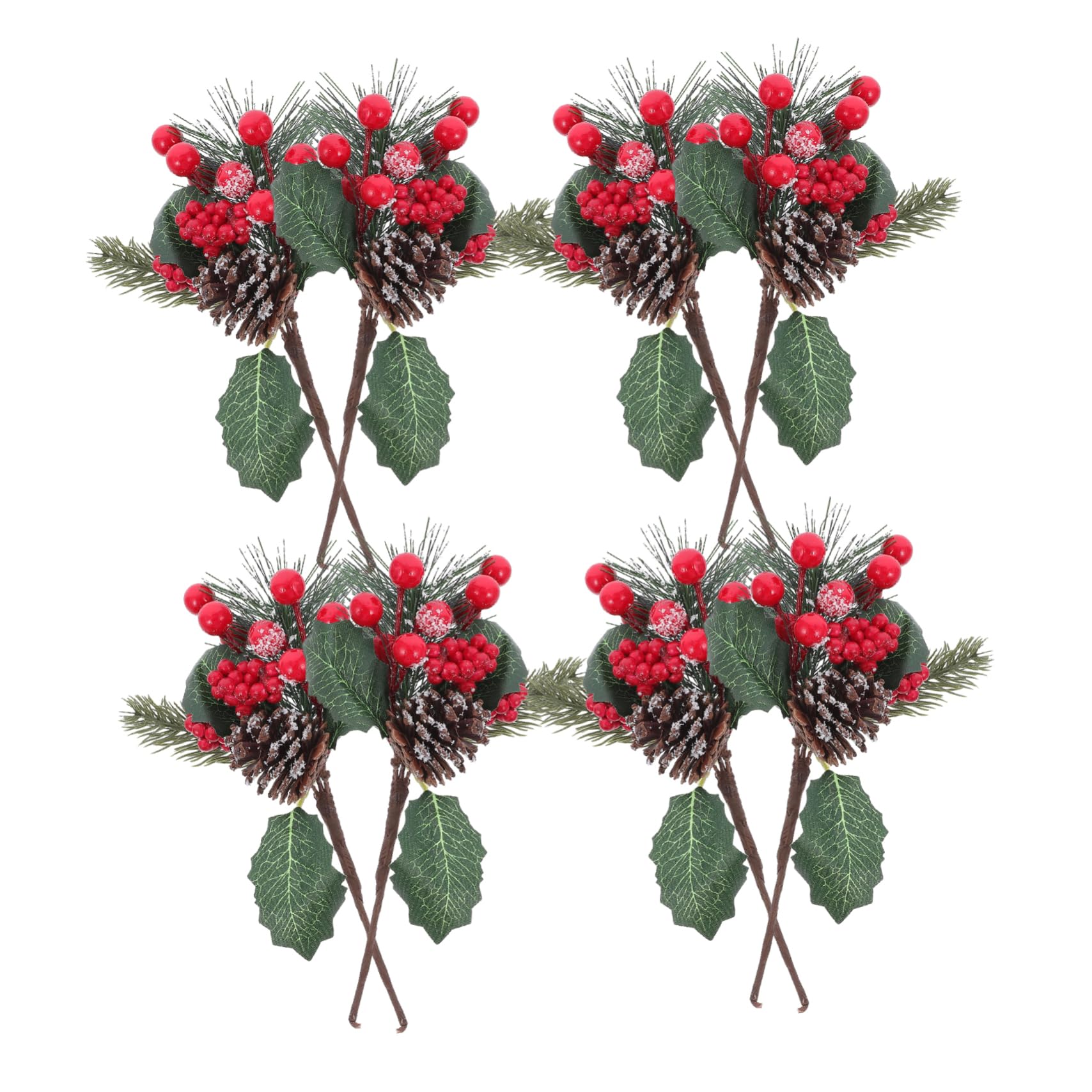 Cabilock 8 Uds De Agujas De Pino Esquejes De Frutas Rojas Pino Decorativo De Navidad Selecciones De Flores De Navidad Selecciones De Pino Decoración De Navidad Simulación De Piñas