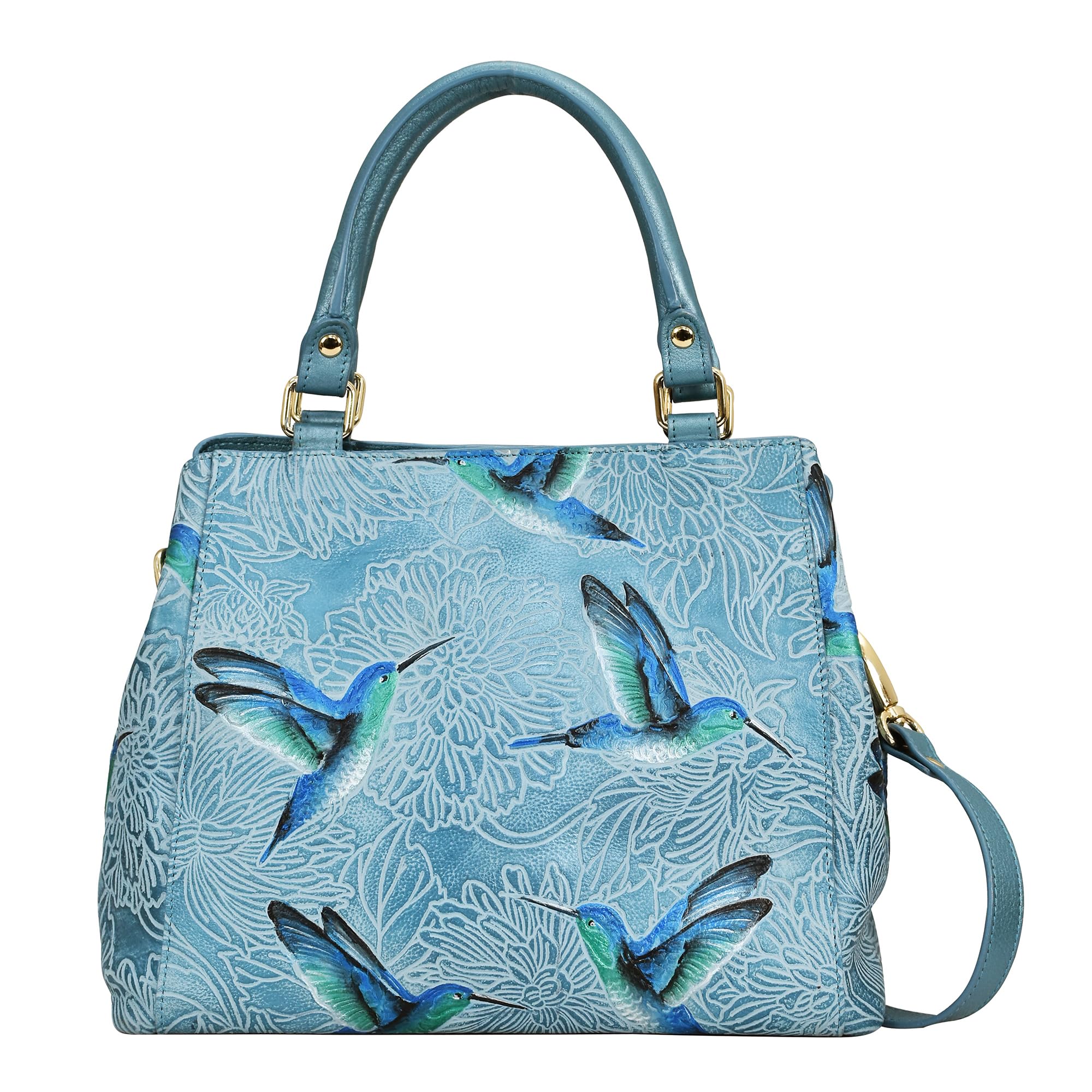 Anuschka Women’s Leather Satchel – Hand-Painted Genuine Leather Handbag with Detachable Strap for Everyday Use - 690, Satchel