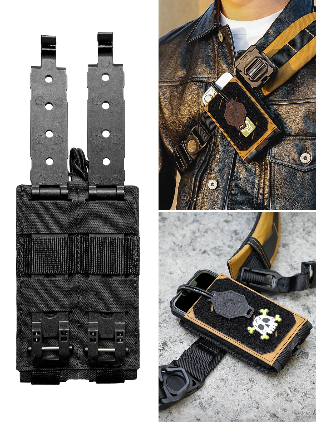 TACTICAL_GEEK EXT16 MOLLE etui na telefon komórkowy, kompaktowa torba na pasek na smartfon z nylonu z paskiem mocującym, klapa na rzep zapewnia szybki dostęp, nadaje się do plecaka i paska na ramię