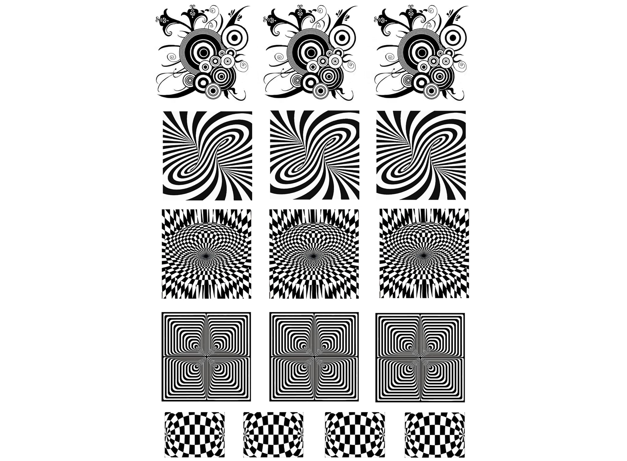 Optical Illusions 16 pcs 1 Inch Black Fused Glass Decals