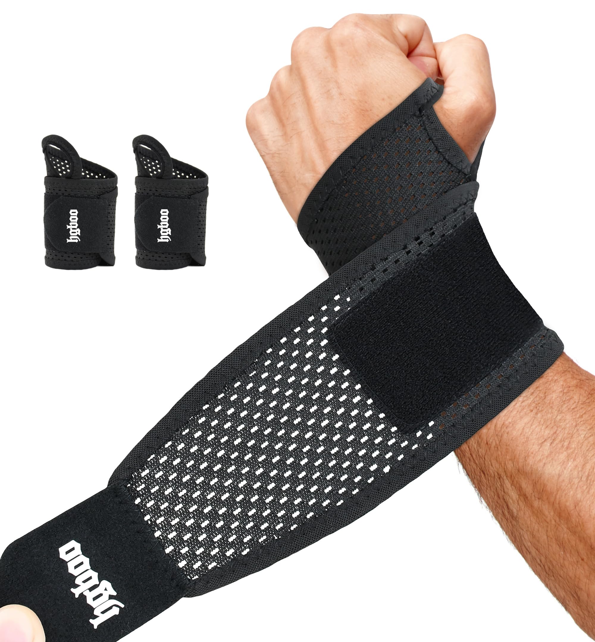 HGBOO 2-Pack Ultra-Thin Wrist Braces, Breathable Comfort Mesh Fabric Support for Pain Relief - Ideal for Carpal Tunnel, Tendonitis, Sports, Fitness