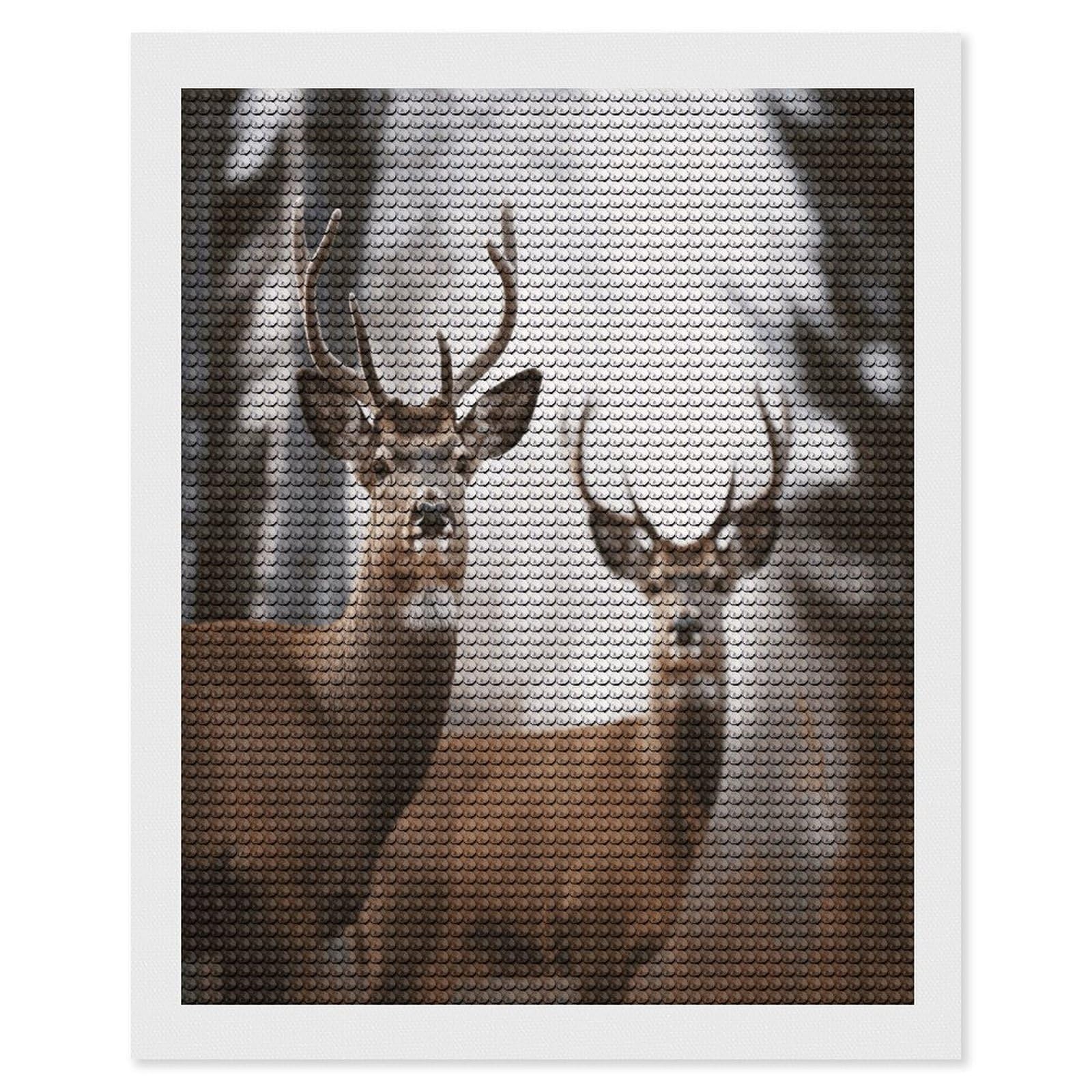 FekiLoot Deer Diamond Art Kits for Adults Diamond Painting Kits for Beginners DIY Diamond Art Kits Round Full Drill Diamond Dot Gem Painting for Home Wall Decor Gift 16"x20"