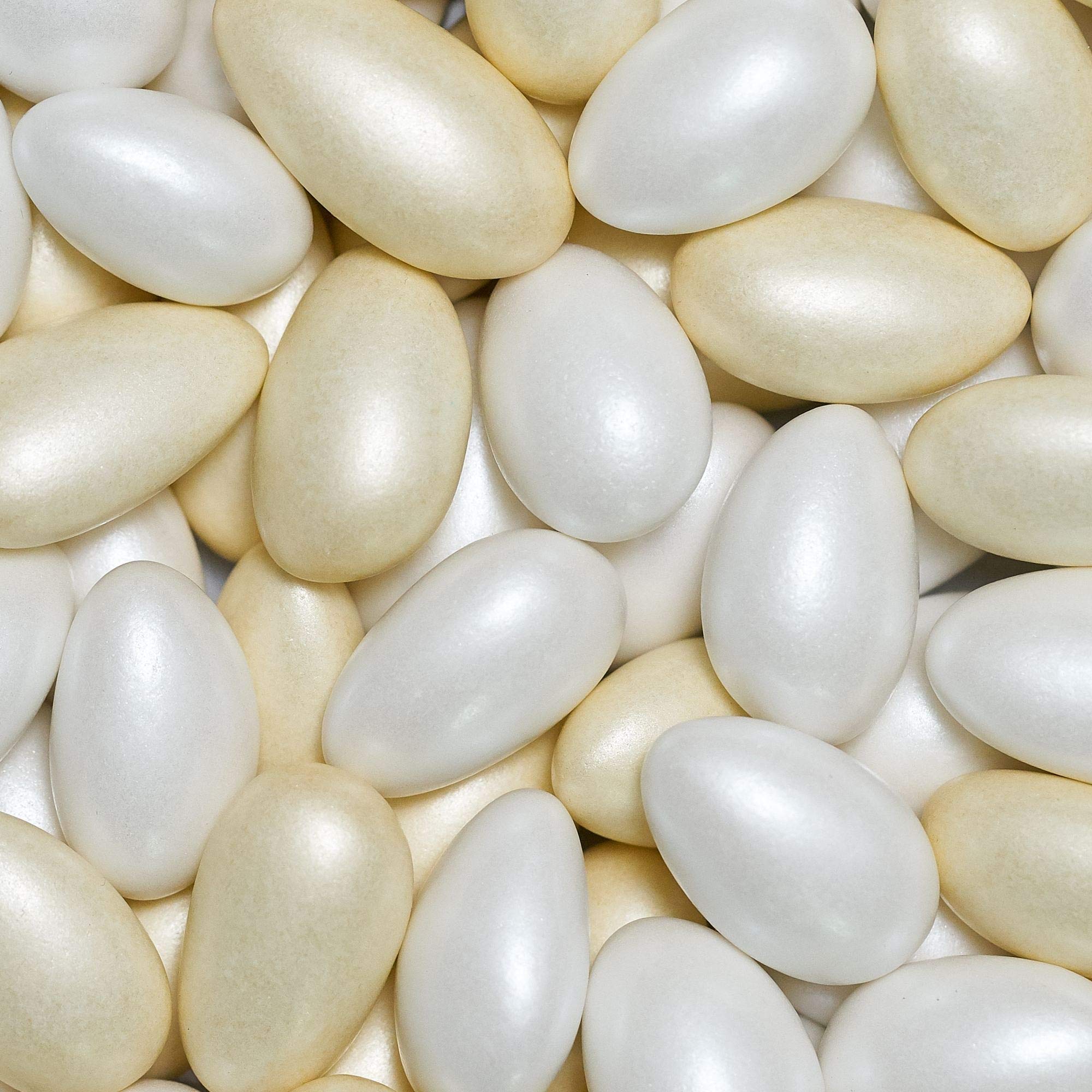 EinsSein Peladillas de Almendra Conchiglia Blanco y Crema perla 1kg | 250 pieza Confeti Dulce para Fiestas | Grageas para Boda Bautizo y Comunión | Cumpleaños y Eventos