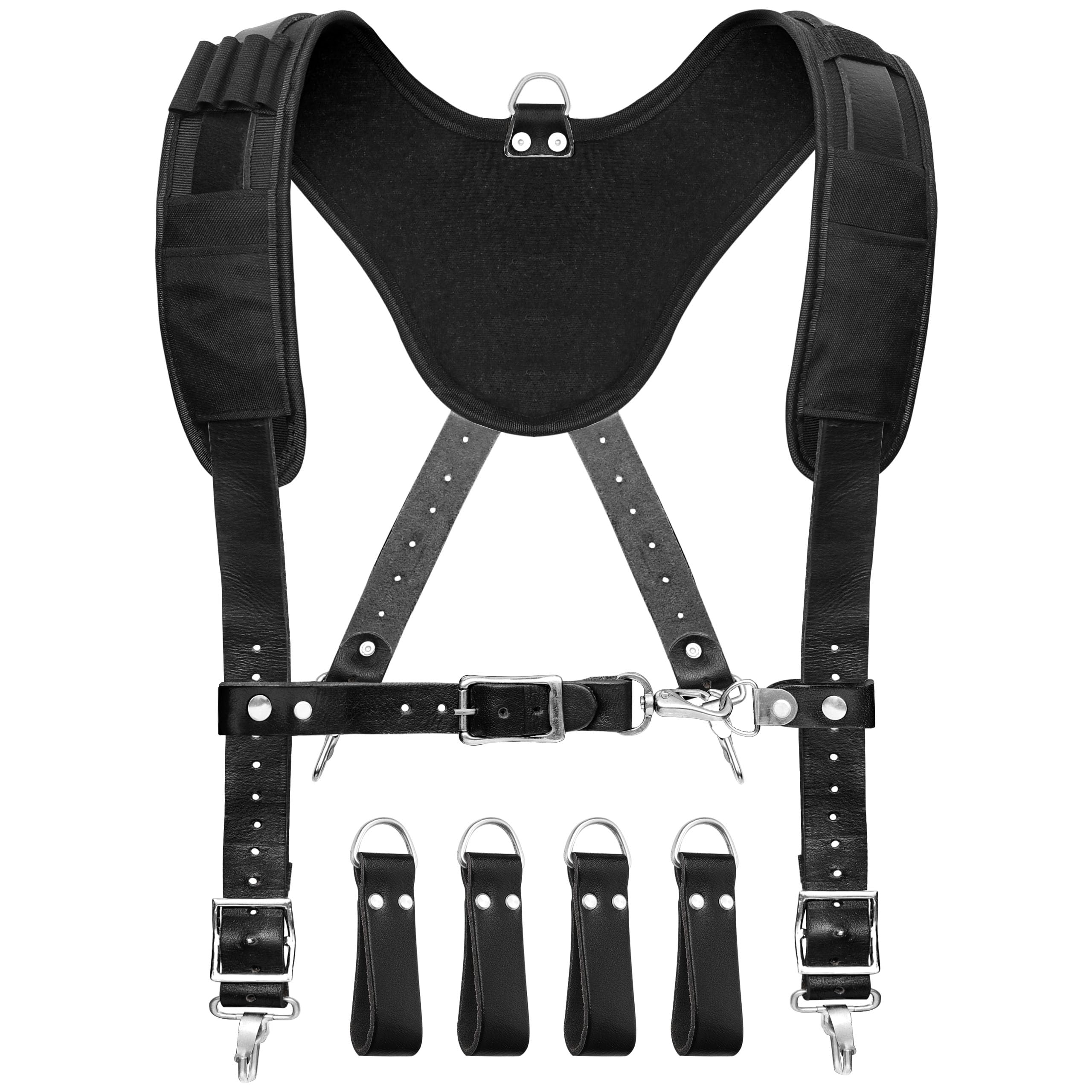 FUERI Tool Belt Suspenders for Men Heavy Duty Bags Construction Carpenter Tools Electricians Framers Black