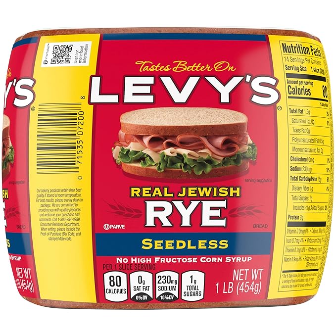 Levy's Real Jewish Rye Seedless Bread, 16 oz Grocery