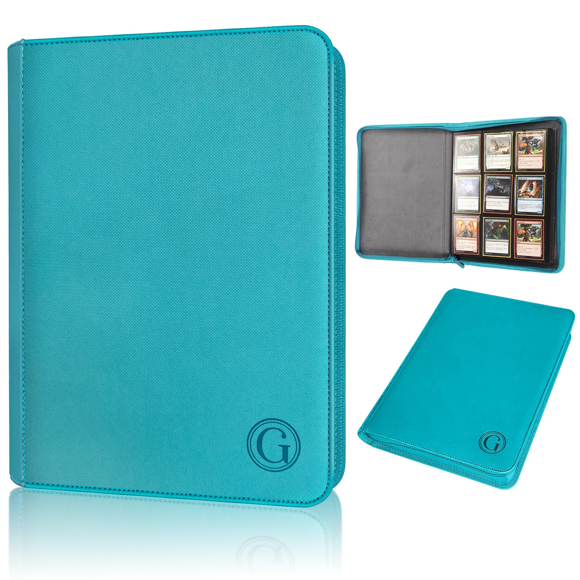 Zipper Trading Card Binder - 9-Pocket Trading Card Album Folder - Side Loading Pocket Binder That Holds 360 Cards - Ideal for TCG, YuGiOh, MTG, Game Cards & Sports Cards. (Blue)