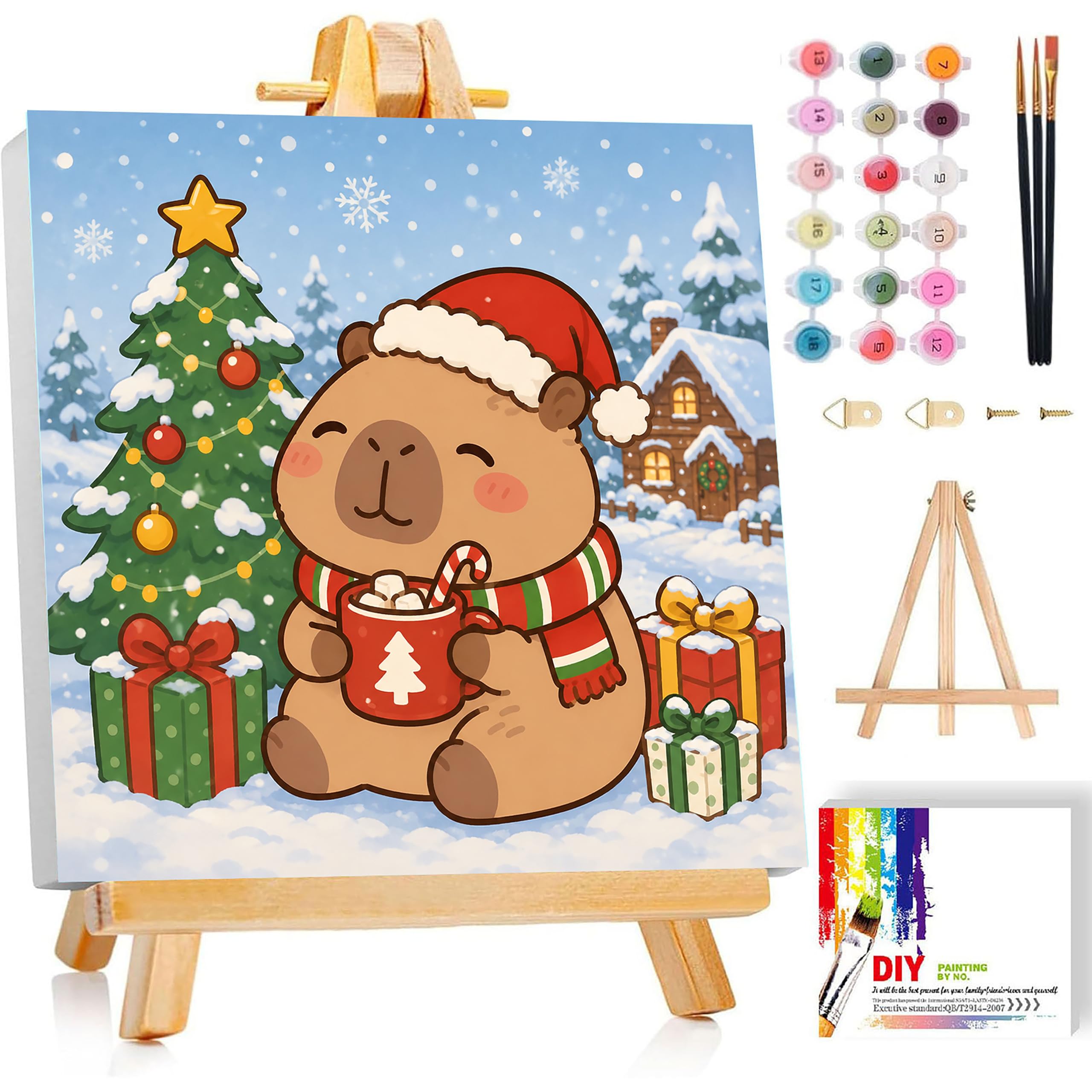 Gemozaic Christmas Paint by Numbers Kit for Kids Ages 8-12, Capybara, 8x8