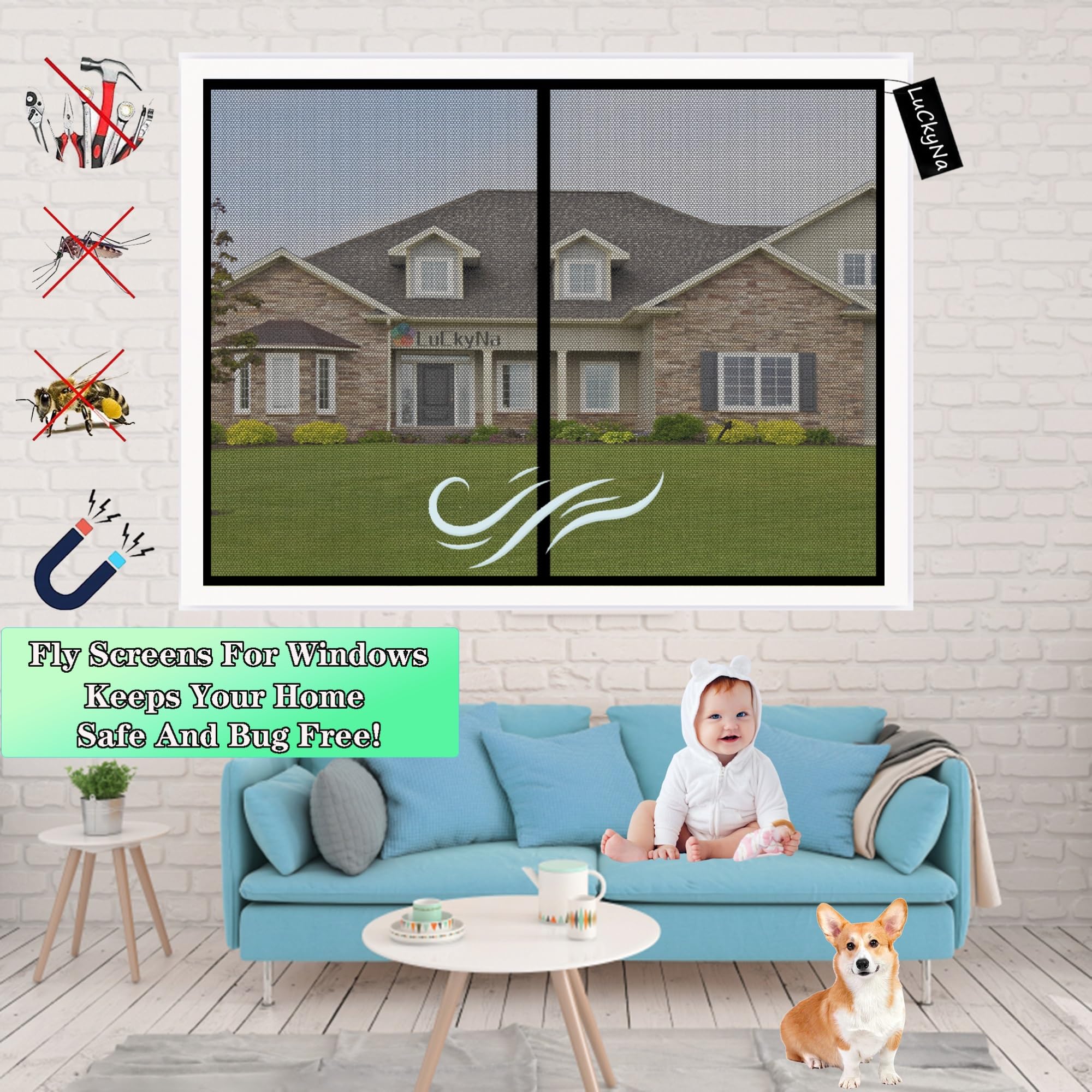 Fliegengitter Fenster Magnet 250x250cm Schwarz Insektenschutzgitter Terrassentür Magnet Fliegenvorhang Kinderleichte Klebemontage ohne Bohren