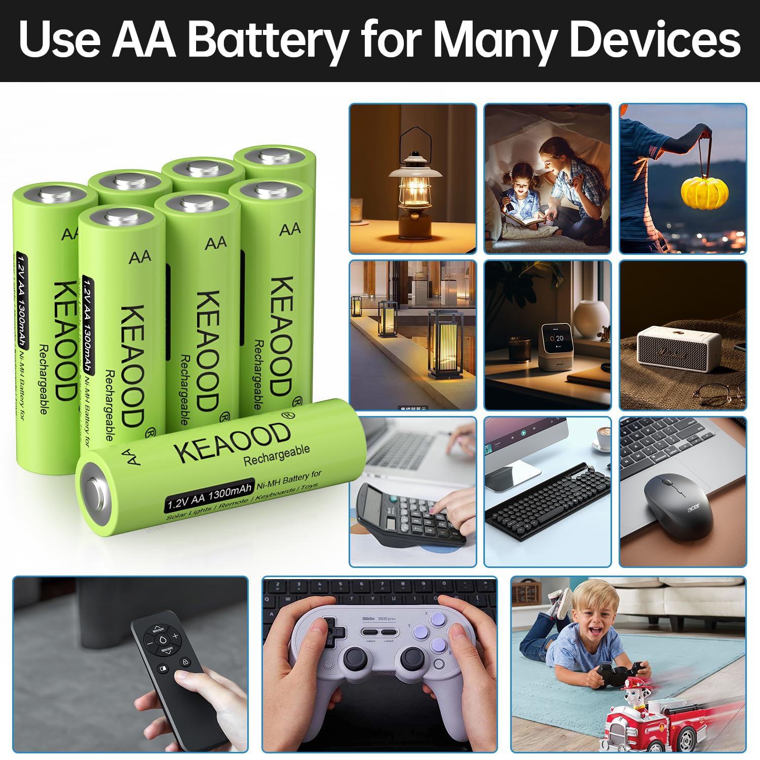Household Repair Adhesive Kruta Ni-MH AA Rechargeable Batteries 20 Pack ...