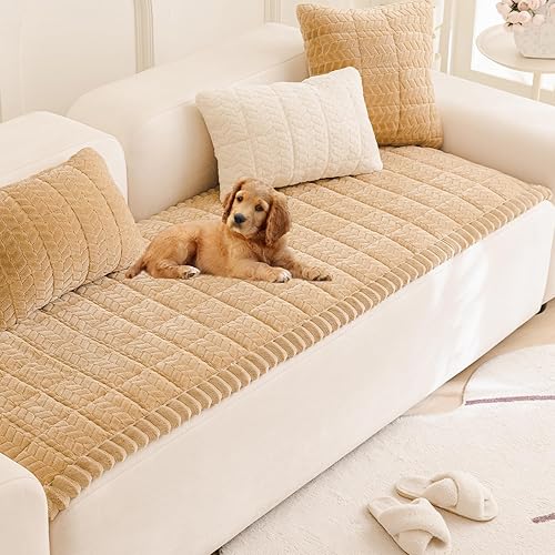 Miniatura 5 de Mivnue Funda protectora de sofá para mascotas, lavable, antideslizante, para sofás y sofás, tapete para perros (café, 27.6 x 70.9 pulgadas)